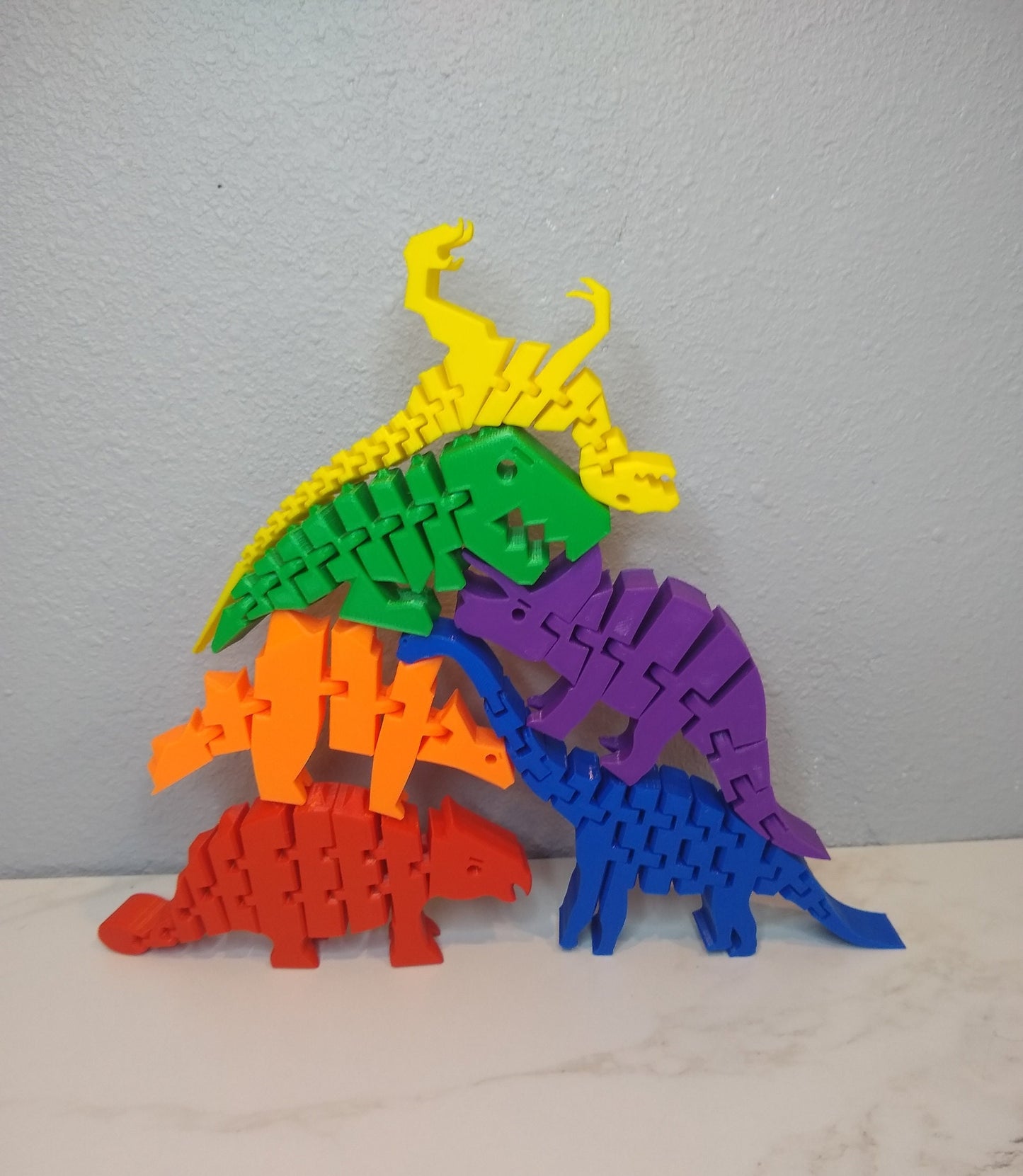 Flexible Dinosaur Toy Set: 3D Printed Montessori Sensory Toy