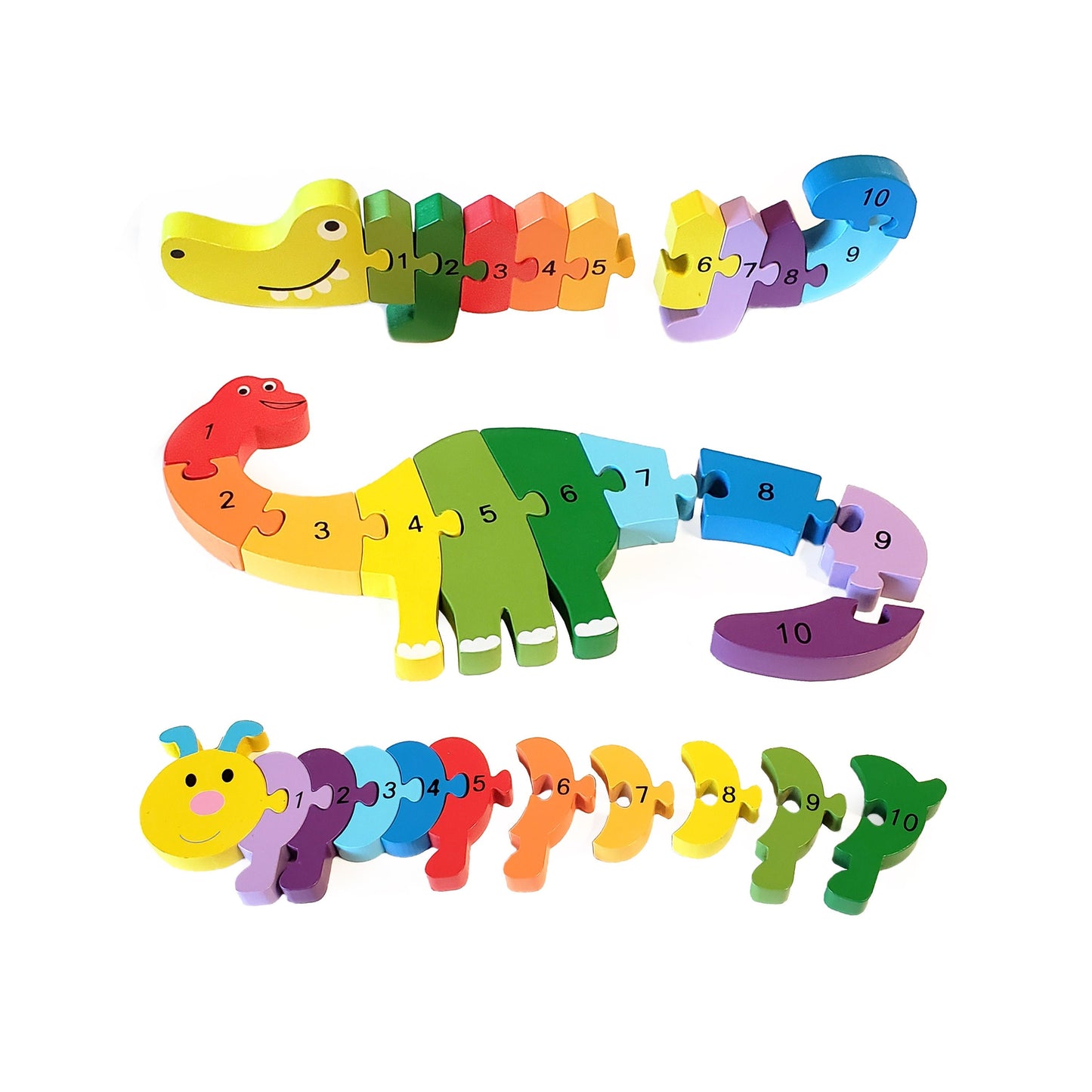 Thick Animal Wooden Puzzles for Toddlers - Colors and Counting Building Toys and Toddler Games - Montessori Toys Wood Blocks