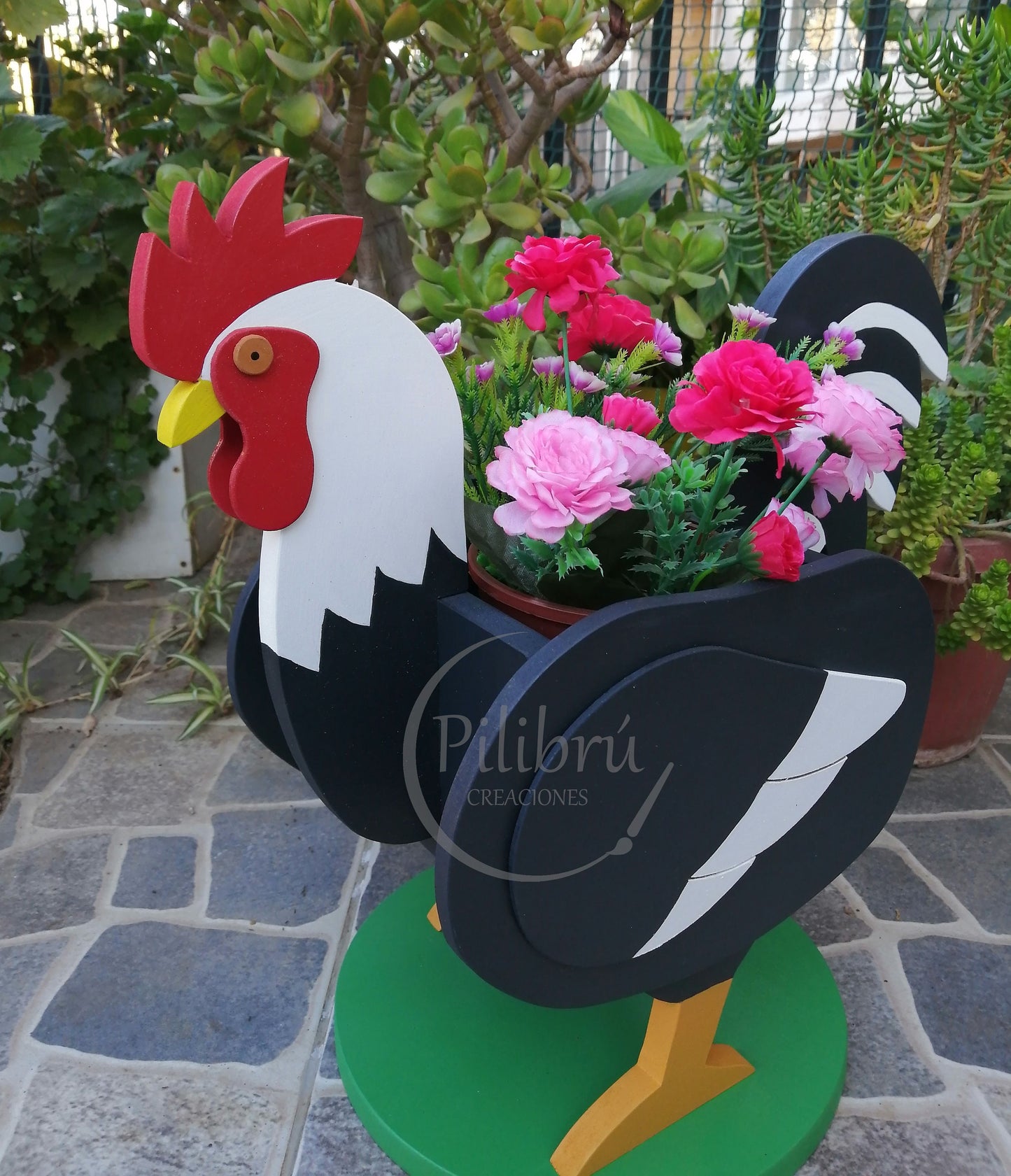 Rooster planter, Scroll saw pattern, Diy, garden ornament, rooster, planter box, jig saw, digital file, SVG, DXF, PDF