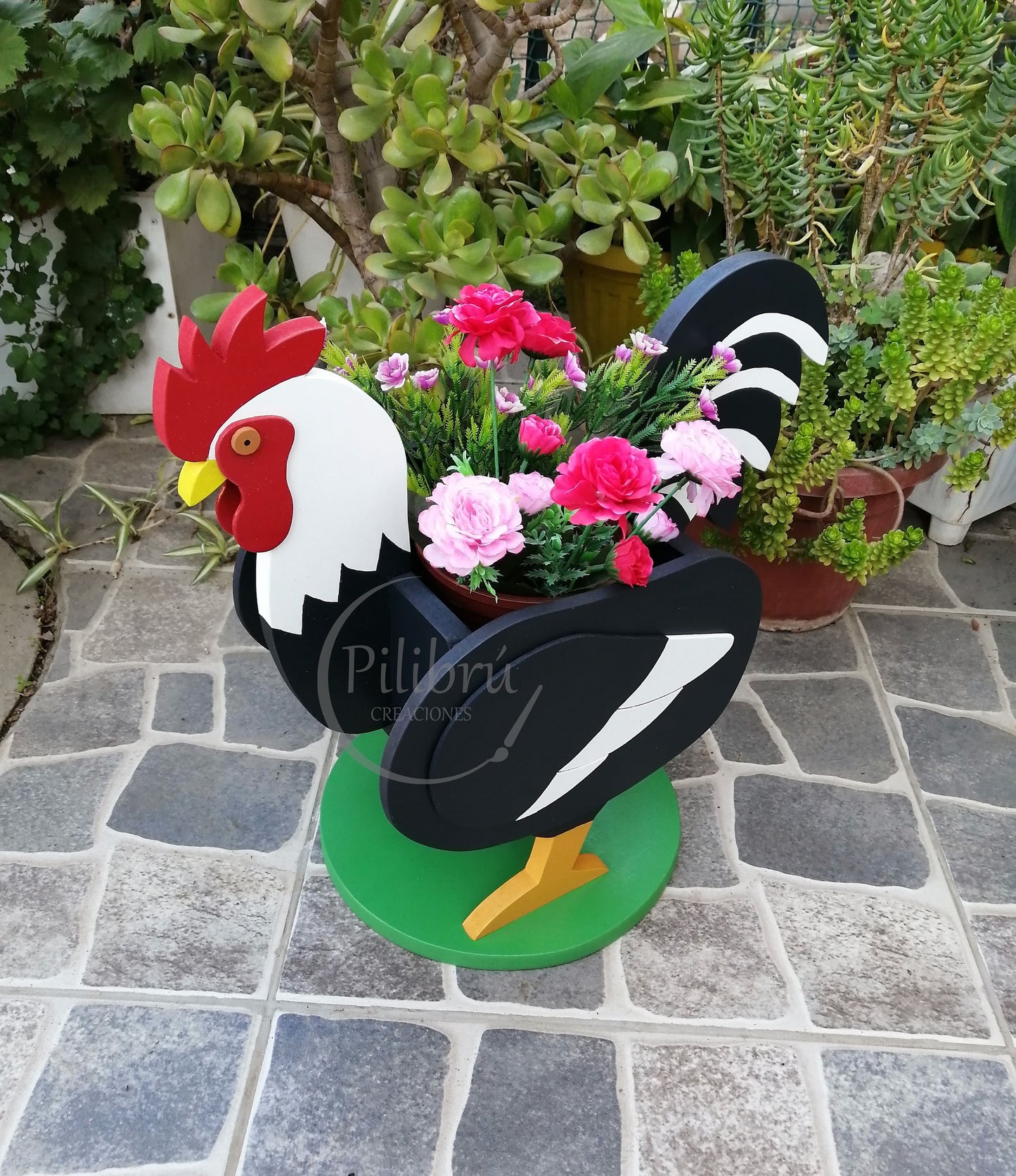 Rooster planter, Scroll saw pattern, Diy, garden ornament, rooster, planter box, jig saw, digital file, SVG, DXF, PDF