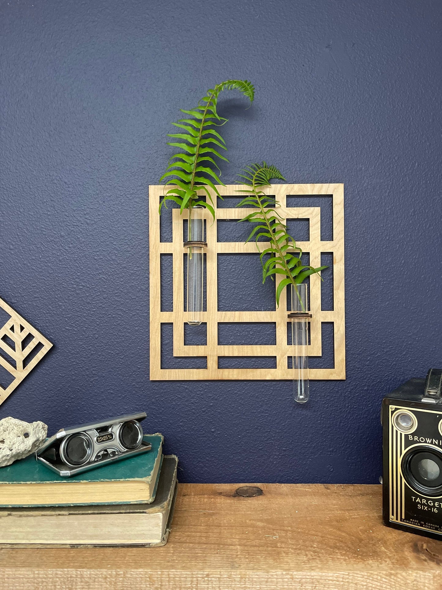 Wood Wall decor Geo Square Propagation station / Mountain / Wall planter indoor / Hanging planter/ Gifts for her for plant lovers Plant Wall