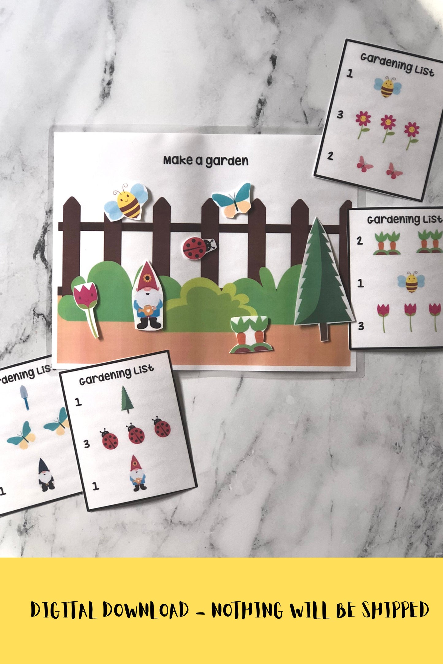 Garden Printable for Kids, Busy Binder Printable, Busy Book Game, Printable Game for Preschool, PDF Pretend Play Educational File Printable