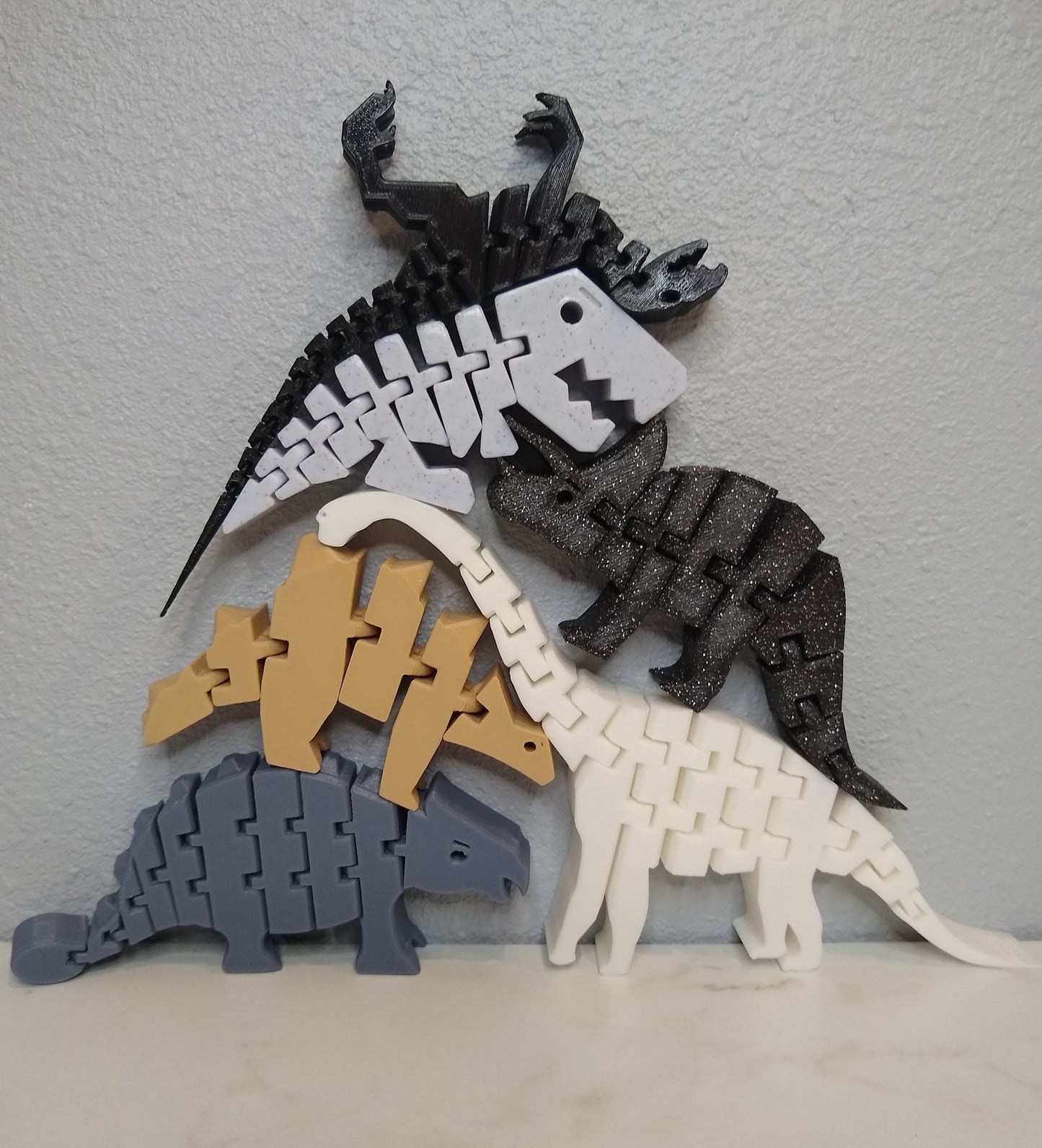 Flexible Dinosaur Toy Set: 3D Printed Montessori Sensory Toy
