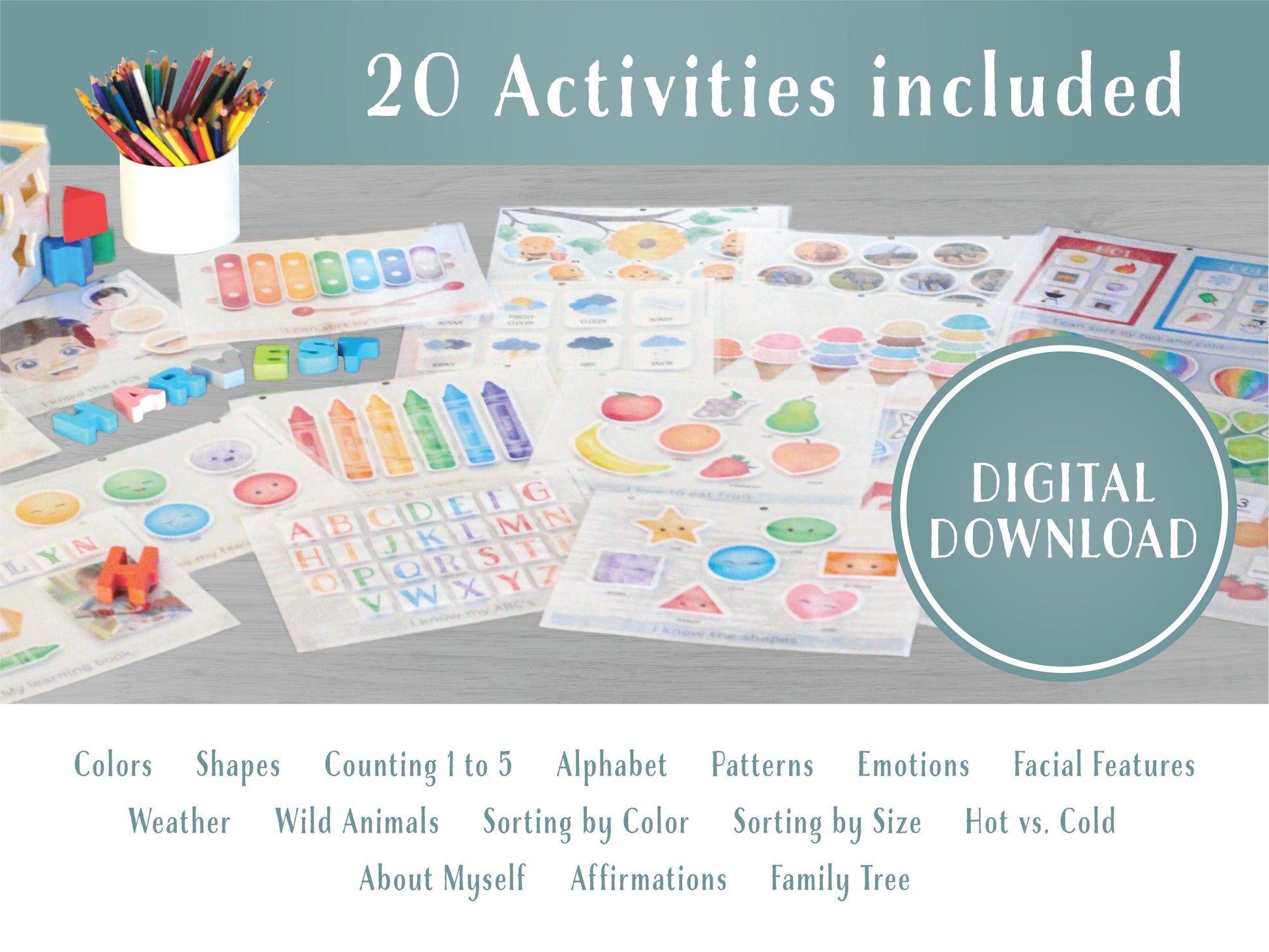 Busy Book Printable Toddler Activities Montessori Homeschool Resources Preschool Pre-K Kids Learning Materials