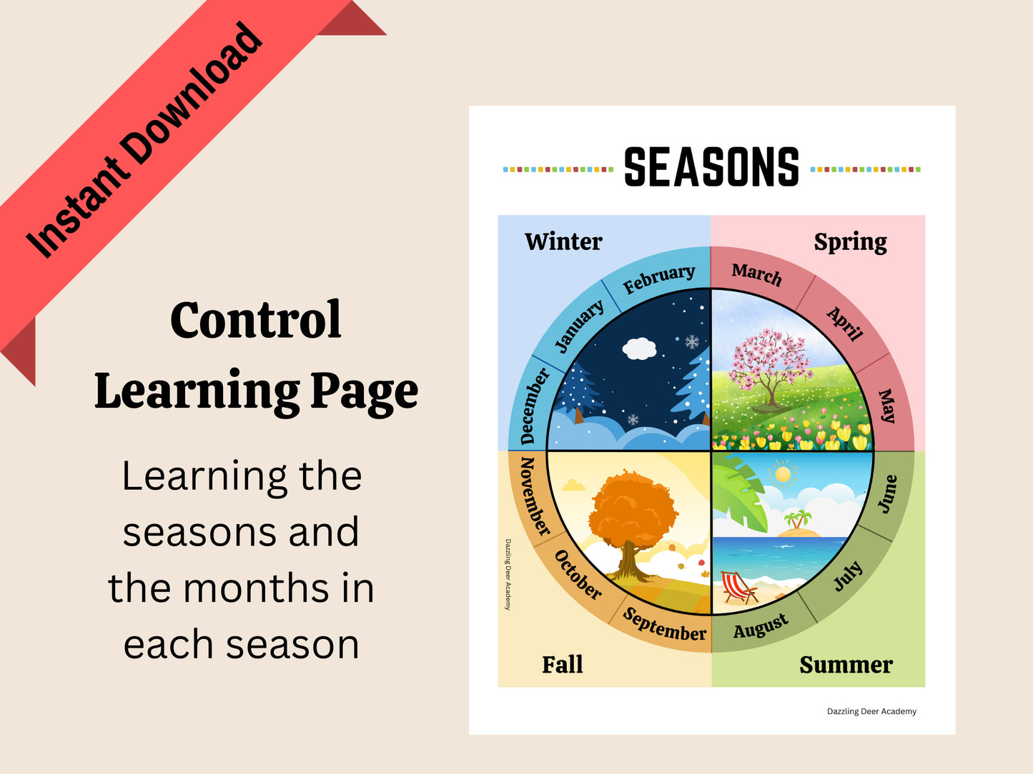 Seasons Printable for kids, Months of the Year Matching Game, Four Seasons busy book, Montessori Printable homeschool Preschool Kindergarten