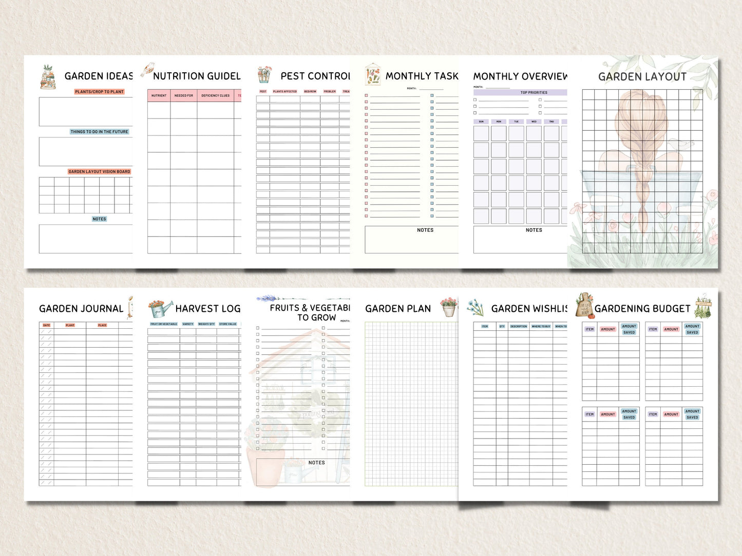 Gardening Planner Printable, Garden Planner, Plant Planner, Garden Journal, Garden Organizer, Plants Records, Gardening Logbook, A4, Letter