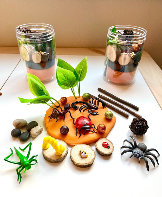 Bug Sensory Jar | Play Dough Sensory Kit | Nature Sensory Activity | Toddler Gift | Busy Box