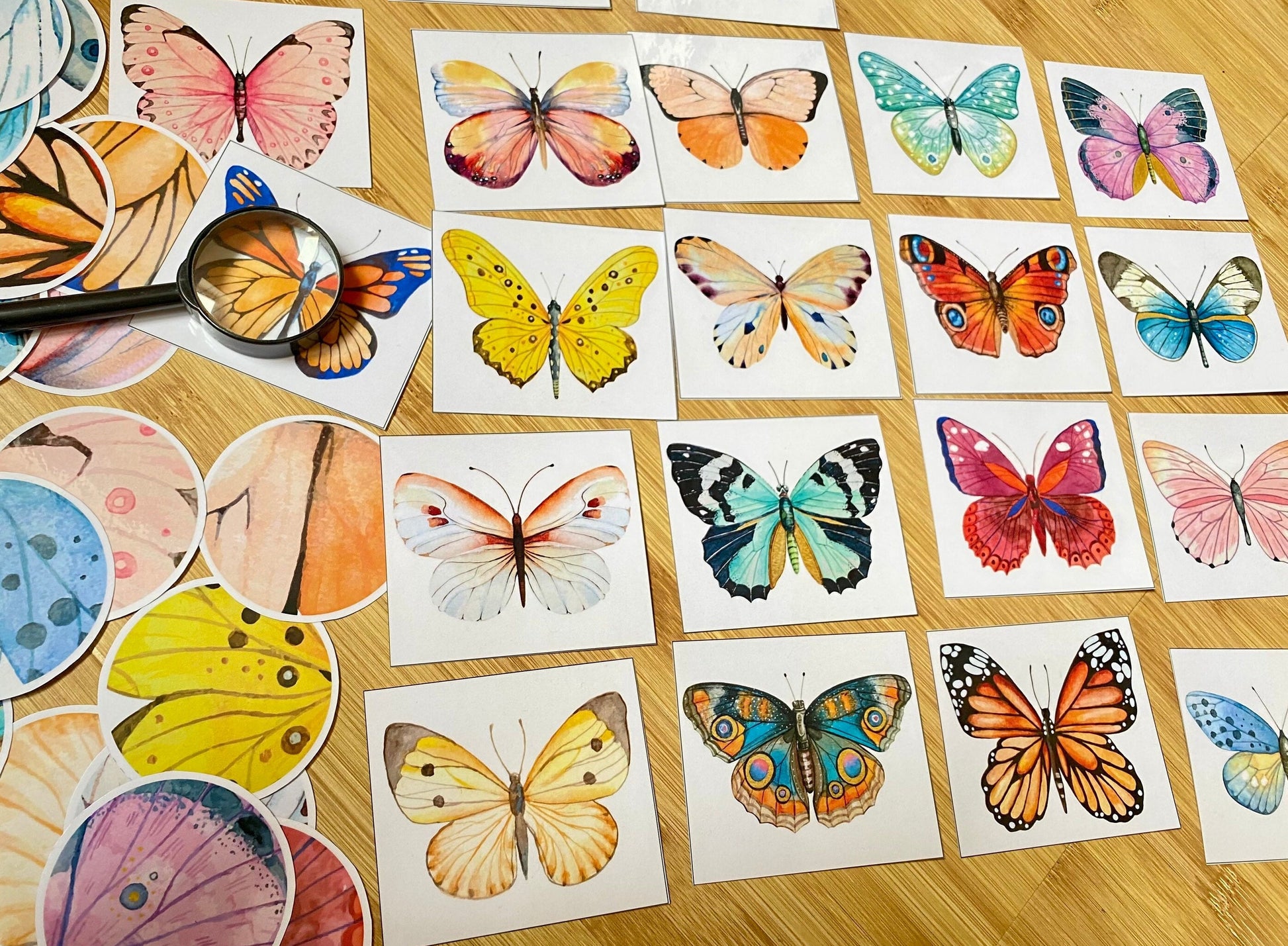 Butterfly Pattern Matching Cards, Montessori Materials, Preschool Printable, Homeschool Learning, Kindergarten Activity