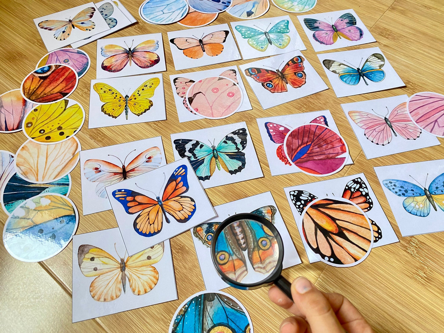 Butterfly Pattern Matching Cards, Montessori Materials, Preschool Printable, Homeschool Learning, Kindergarten Activity