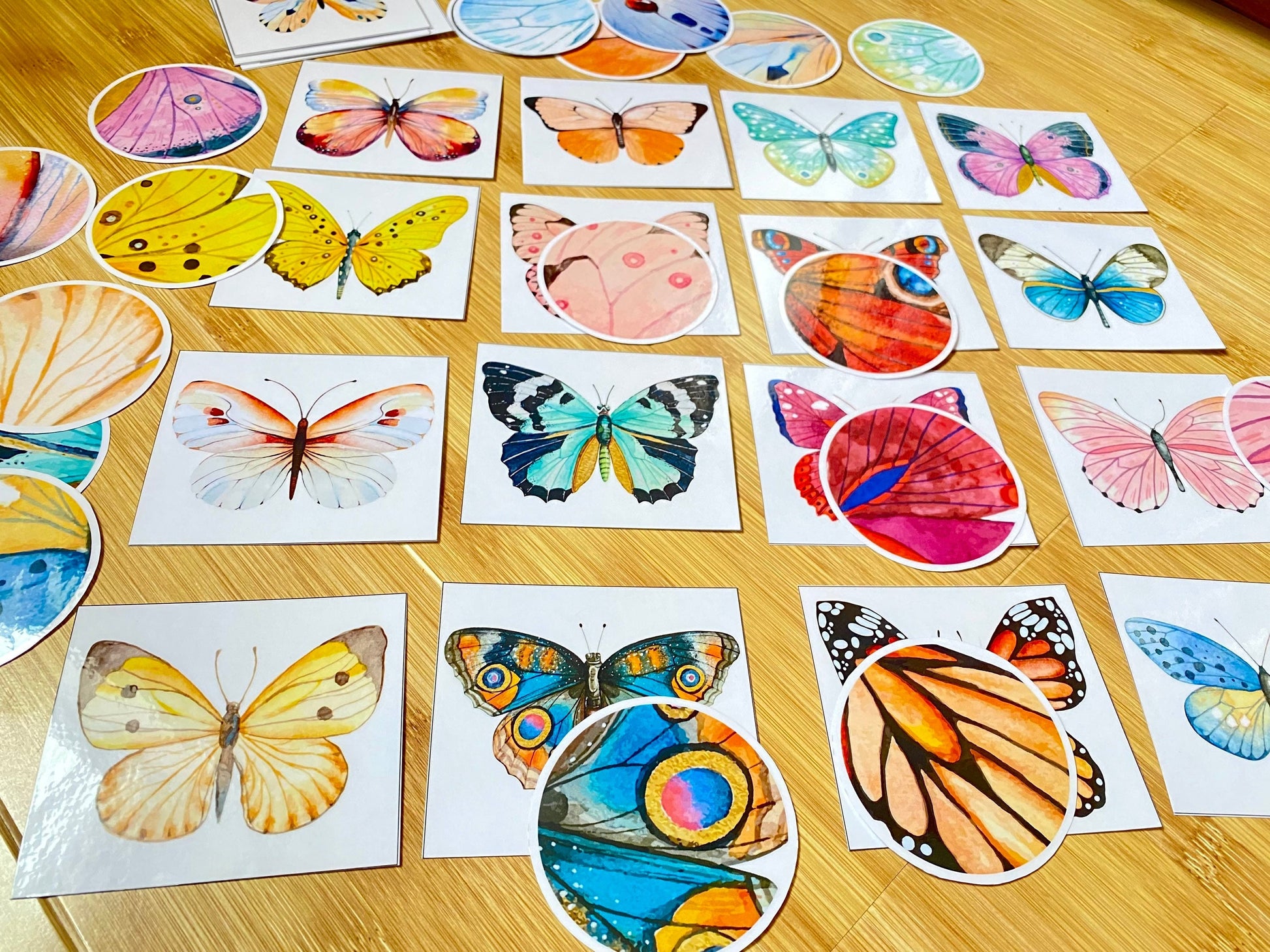 Butterfly Pattern Matching Cards, Montessori Materials, Preschool Printable, Homeschool Learning, Kindergarten Activity