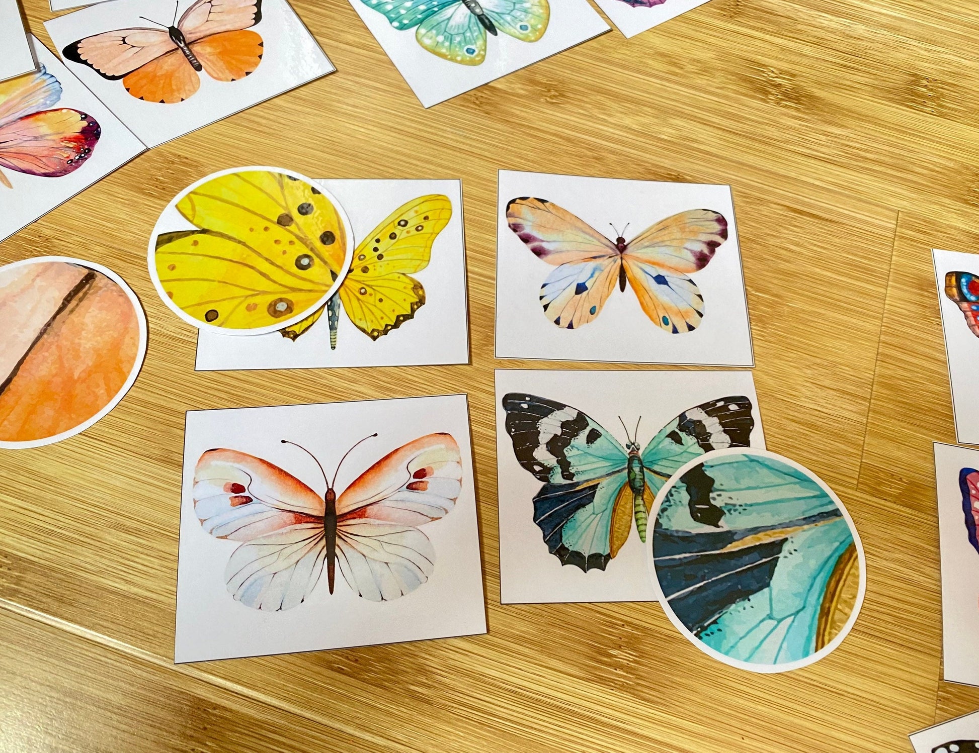 Butterfly Pattern Matching Cards, Montessori Materials, Preschool Printable, Homeschool Learning, Kindergarten Activity