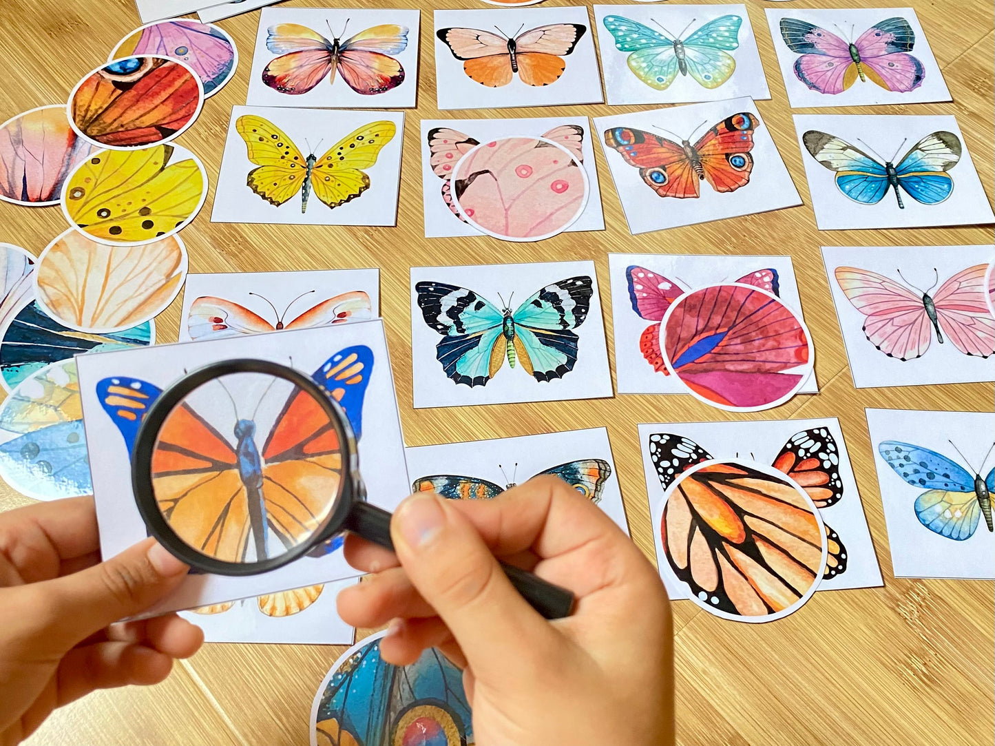 Butterfly Pattern Matching Cards, Montessori Materials, Preschool Printable, Homeschool Learning, Kindergarten Activity