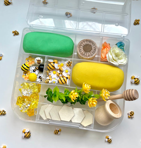Honey Bee Sensory Kit | Play Dough Sensory Bin | Pollinator | Toddler Gift | Busy Box | Sensory Dough Activity Kit | Bees | Bee Kit
