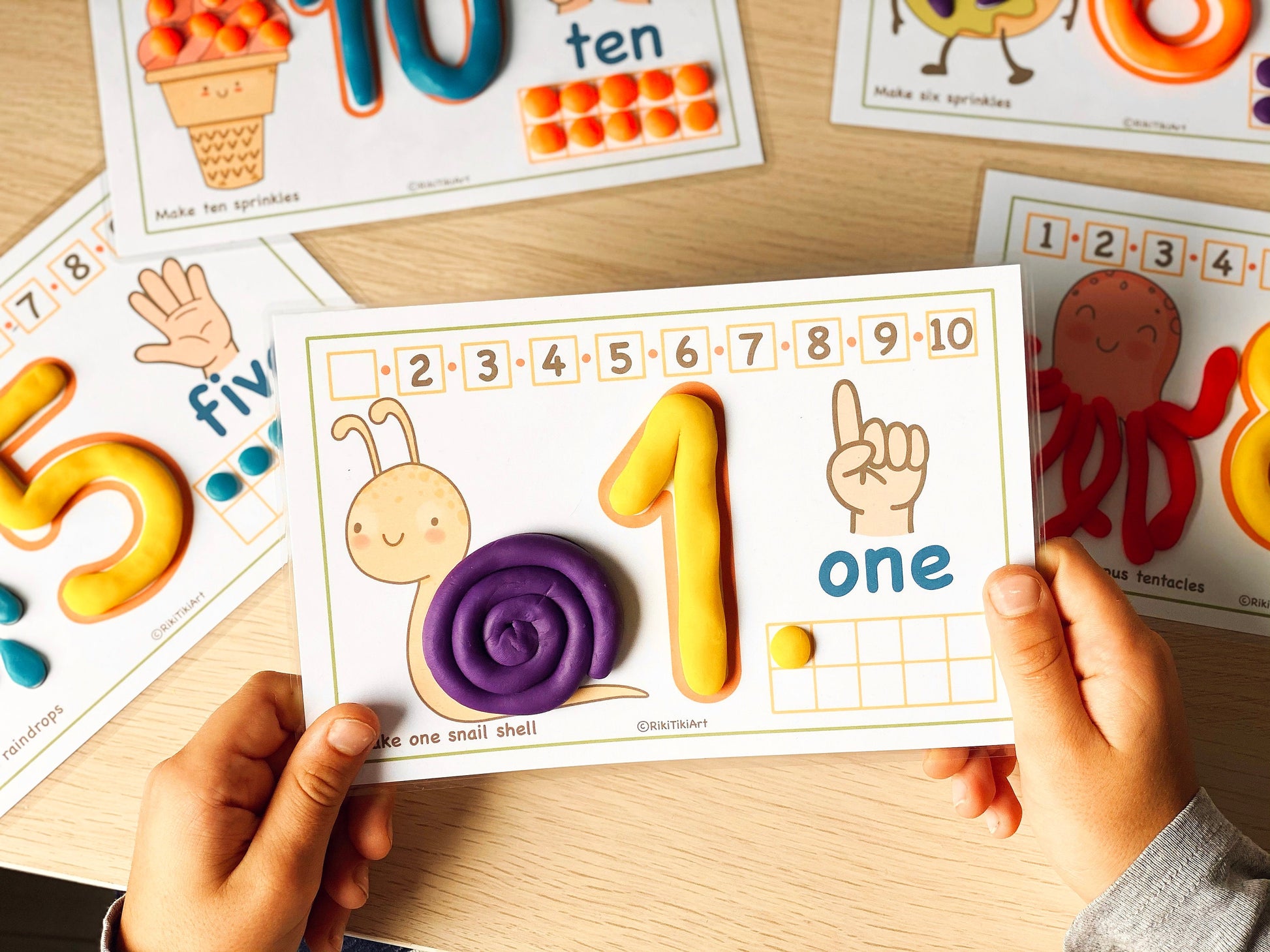 Preschool Printables Numbers 1-10 Play Doh Mats Toddler Activities, Montessori Materials Practice for Homeschool Pre-K Kindergarten