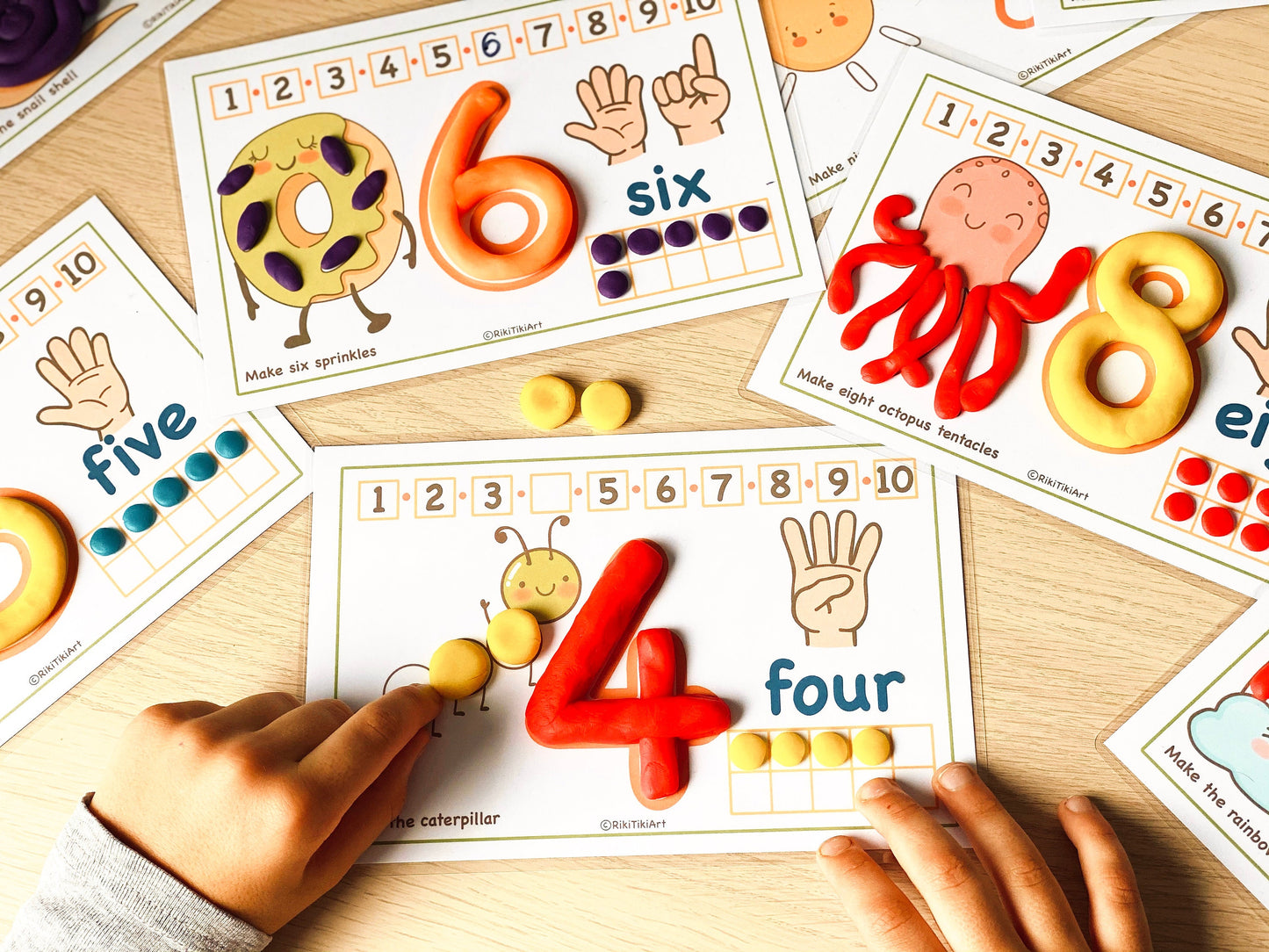 Preschool Printables Numbers 1-10 Play Doh Mats Toddler Activities, Montessori Materials Practice for Homeschool Pre-K Kindergarten