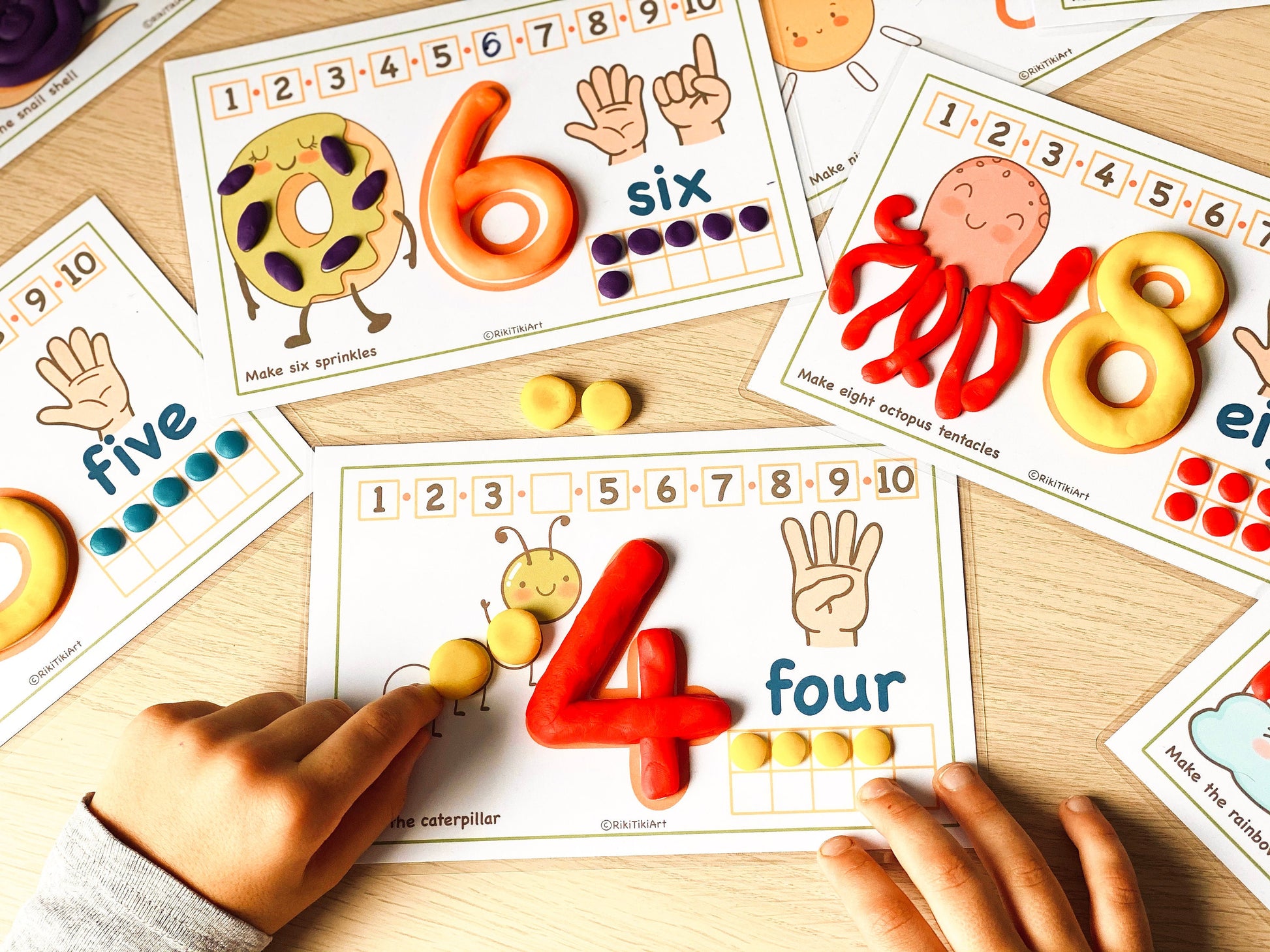 Preschool Printables Numbers 1-10 Play Doh Mats Toddler Activities, Montessori Materials Practice for Homeschool Pre-K Kindergarten