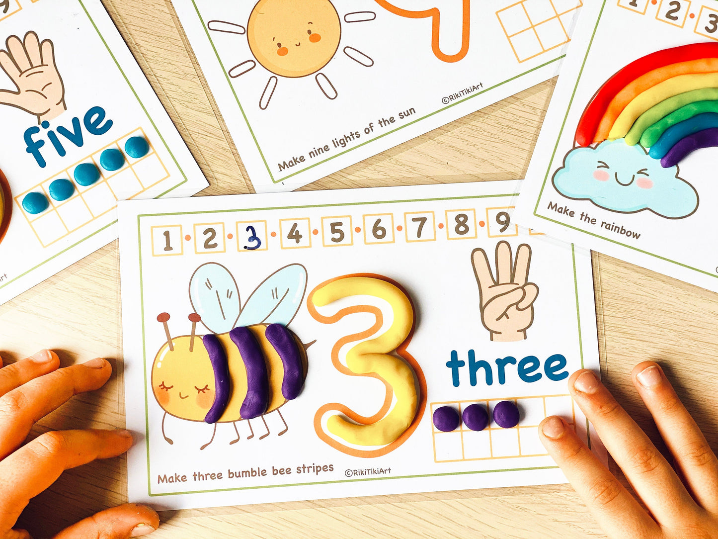 Preschool Printables Numbers 1-10 Play Doh Mats Toddler Activities, Montessori Materials Practice for Homeschool Pre-K Kindergarten