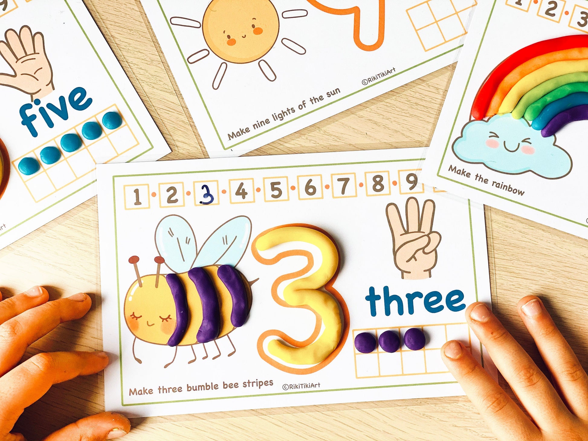 Preschool Printables Numbers 1-10 Play Doh Mats Toddler Activities, Montessori Materials Practice for Homeschool Pre-K Kindergarten