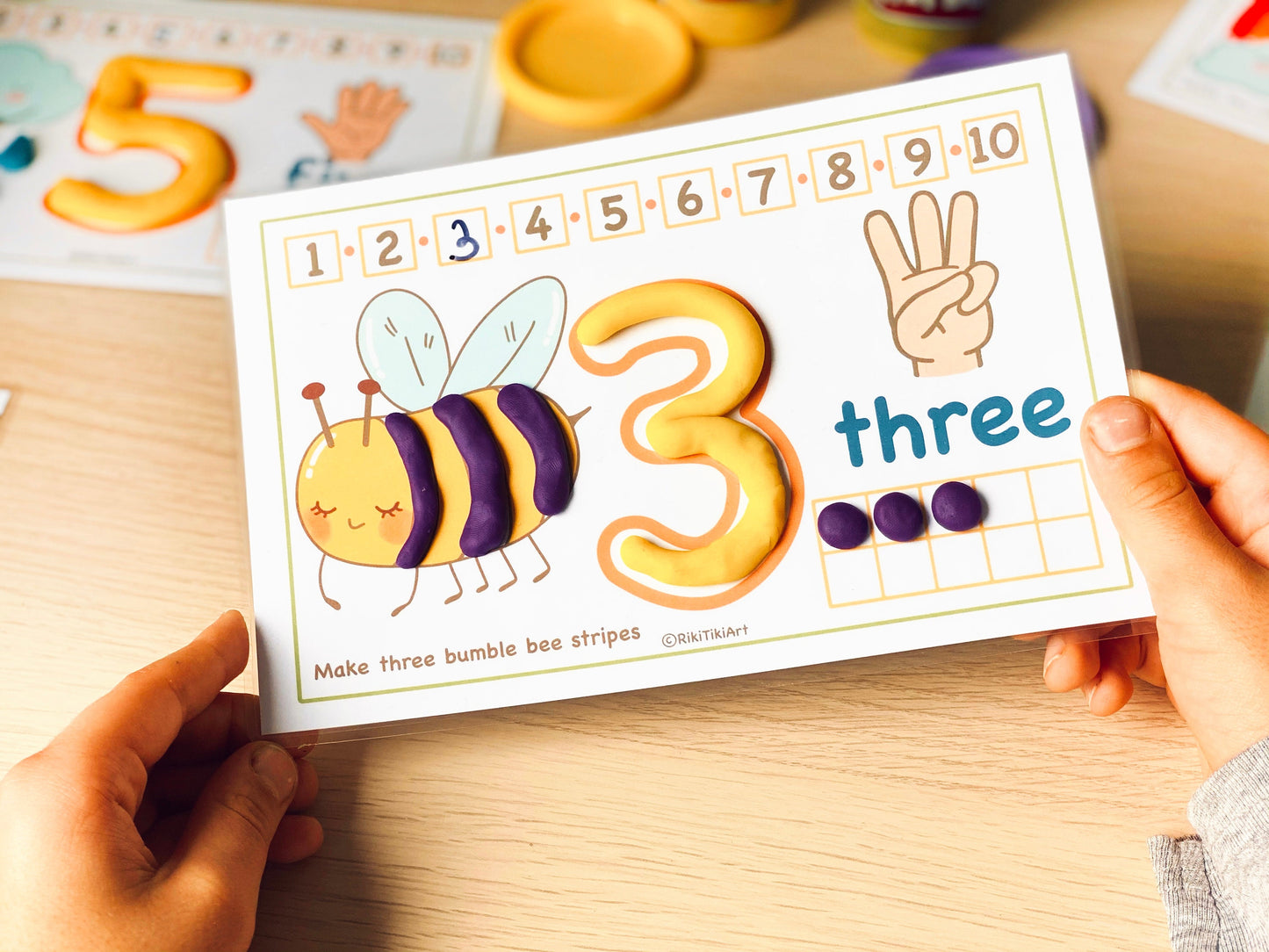 Preschool Printables Numbers 1-10 Play Doh Mats Toddler Activities, Montessori Materials Practice for Homeschool Pre-K Kindergarten