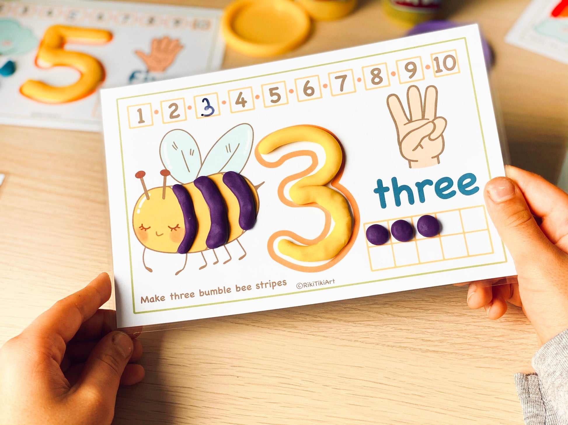 Preschool Printables Numbers 1-10 Play Doh Mats Toddler Activities, Montessori Materials Practice for Homeschool Pre-K Kindergarten