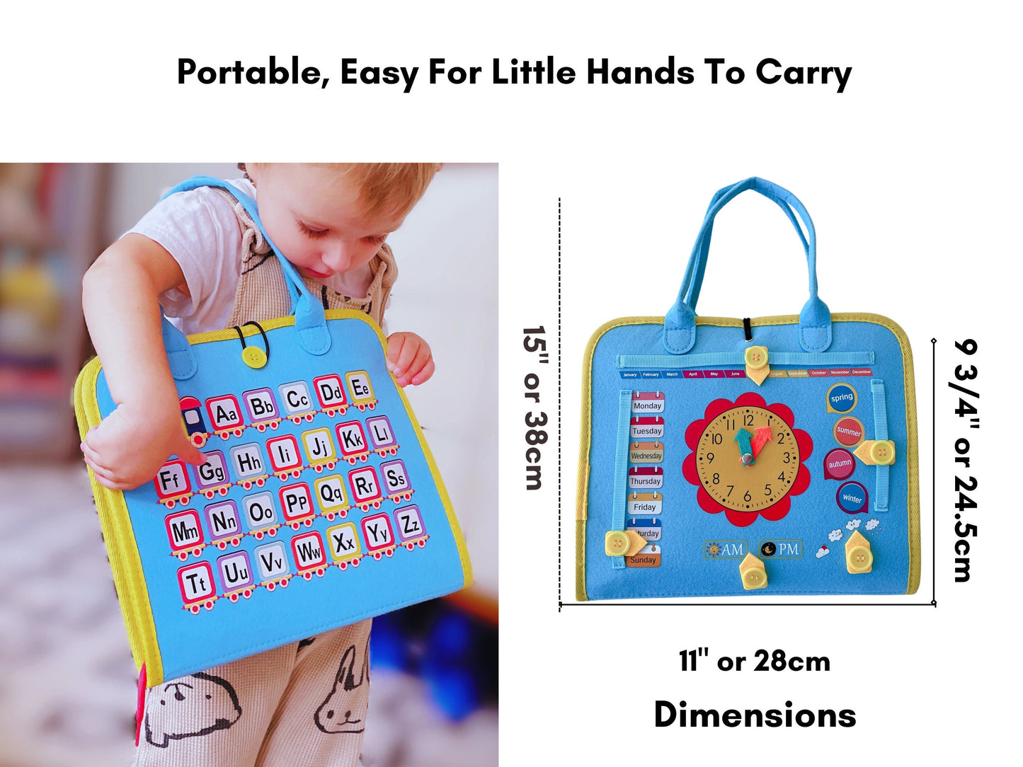 Toddler Busy Book Busy Board, Baby Montessori Toy Felt Book Toddler Gift, Quiet Book for 1 2 3 4 5 years old, Birthday Gifts Baby Boy Girl