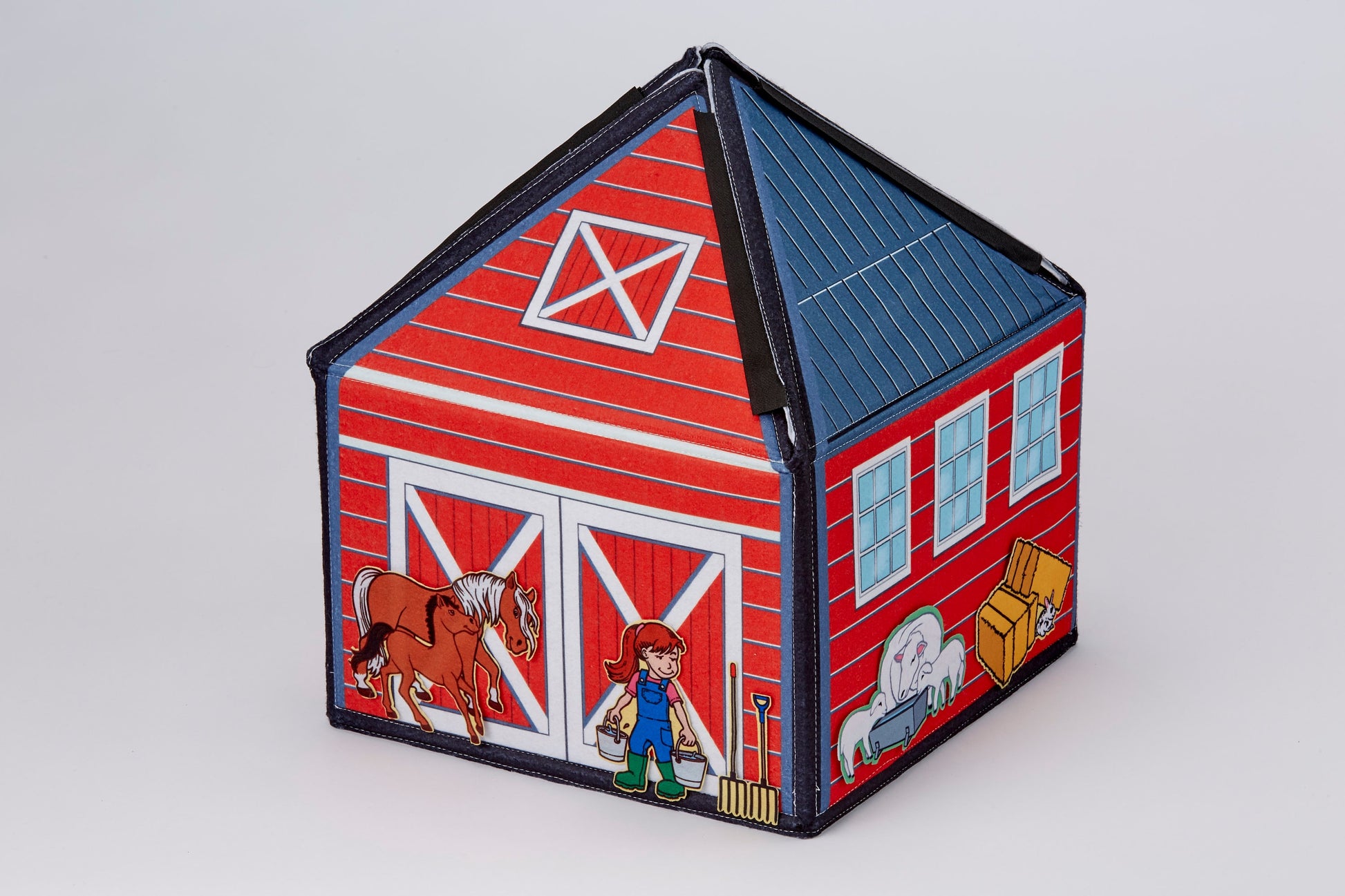 Award-Winning Early Language-Building Reversible Felt Playset. Interactive Felt Farm Toy: Fun, Sensory. Can be used flat or 3-D. 35 pcs.