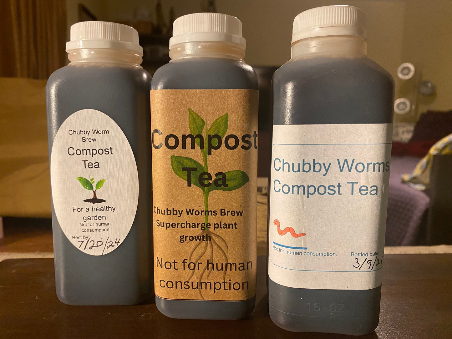 16 ounce bottle of Compost Tea, Fertilizer, plant food, organic fertilizer, organic pesticides, Red wiggle compost tea
