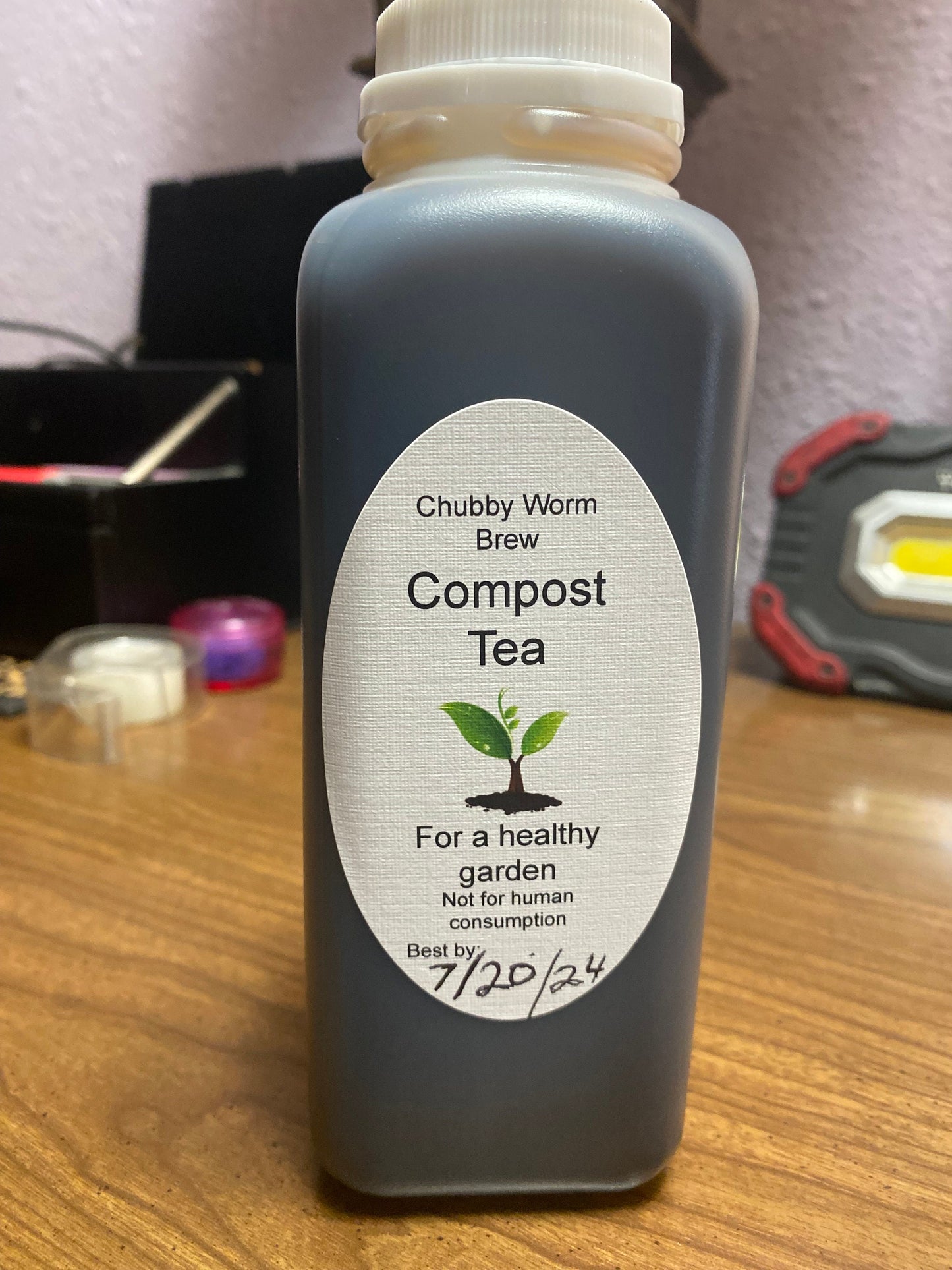 16 ounce bottle of Compost Tea, Fertilizer, plant food, organic fertilizer, organic pesticides, Red wiggle compost tea