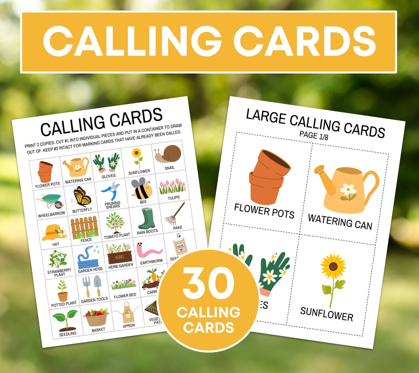 60 Gardening Bingo Cards Printable Game, Gardening Club Bingo Activity Kids Game, Spring Bingo Cards for Kids, Garden Party Bingo Board Game