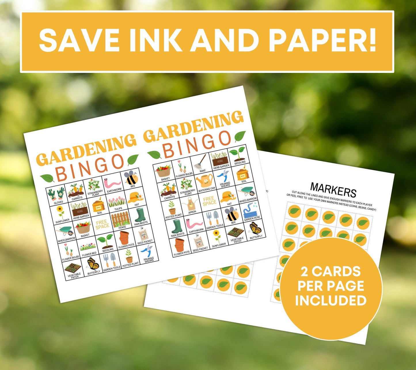60 Gardening Bingo Cards Printable Game, Gardening Club Bingo Activity Kids Game, Spring Bingo Cards for Kids, Garden Party Bingo Board Game