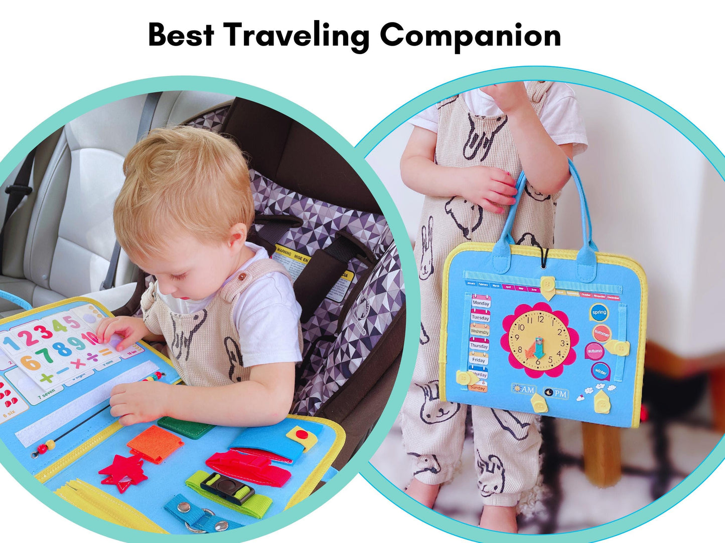 Toddler Busy Book Busy Board, Baby Montessori Toy Felt Book Toddler Gift, Quiet Book for 1 2 3 4 5 years old, Birthday Gifts Baby Boy Girl