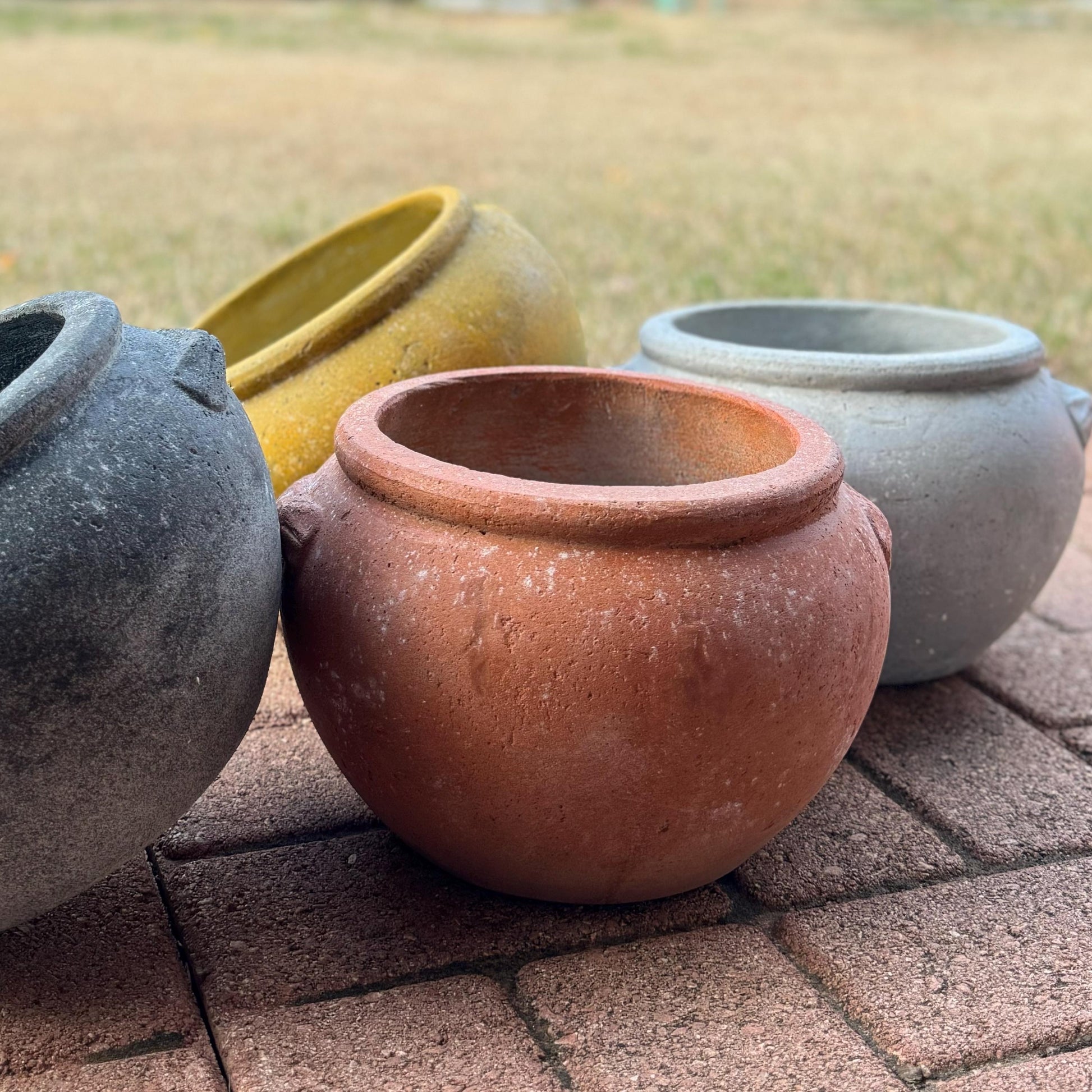 Handmade Concrete Vase: Weather Resistant Indoor Outdoor Planter (10 Inches)