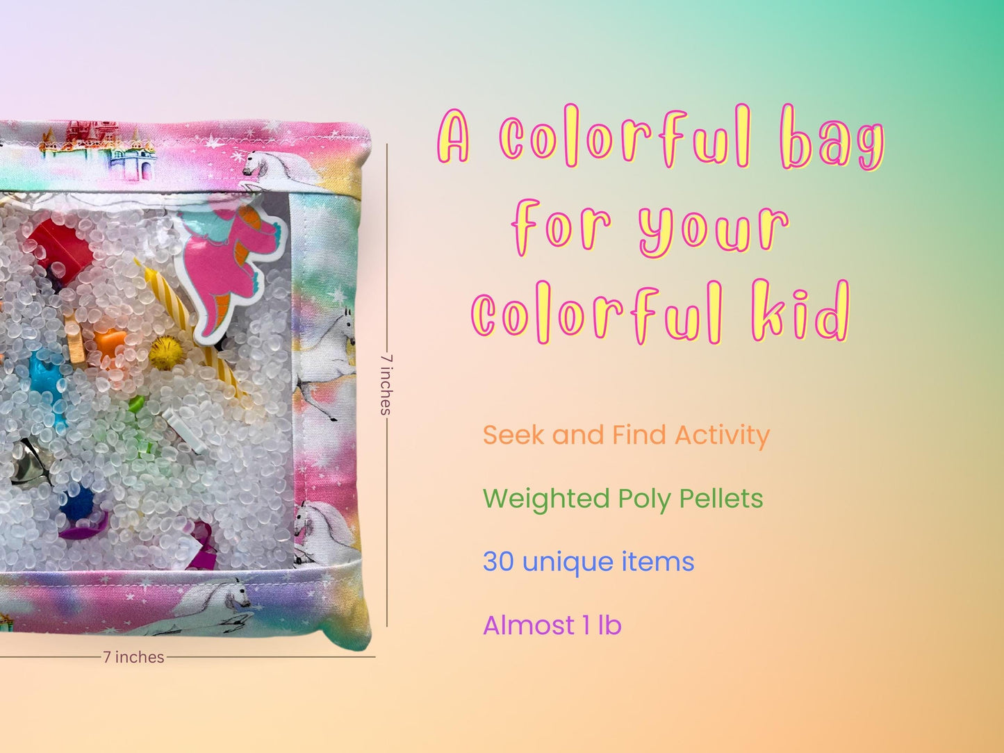 Bright Bag | Seek And Find Sensory Bags | I-Spy Game | Weighted Discovery Bags | Quiet Activity | Busy Bag | Fun For All Ages