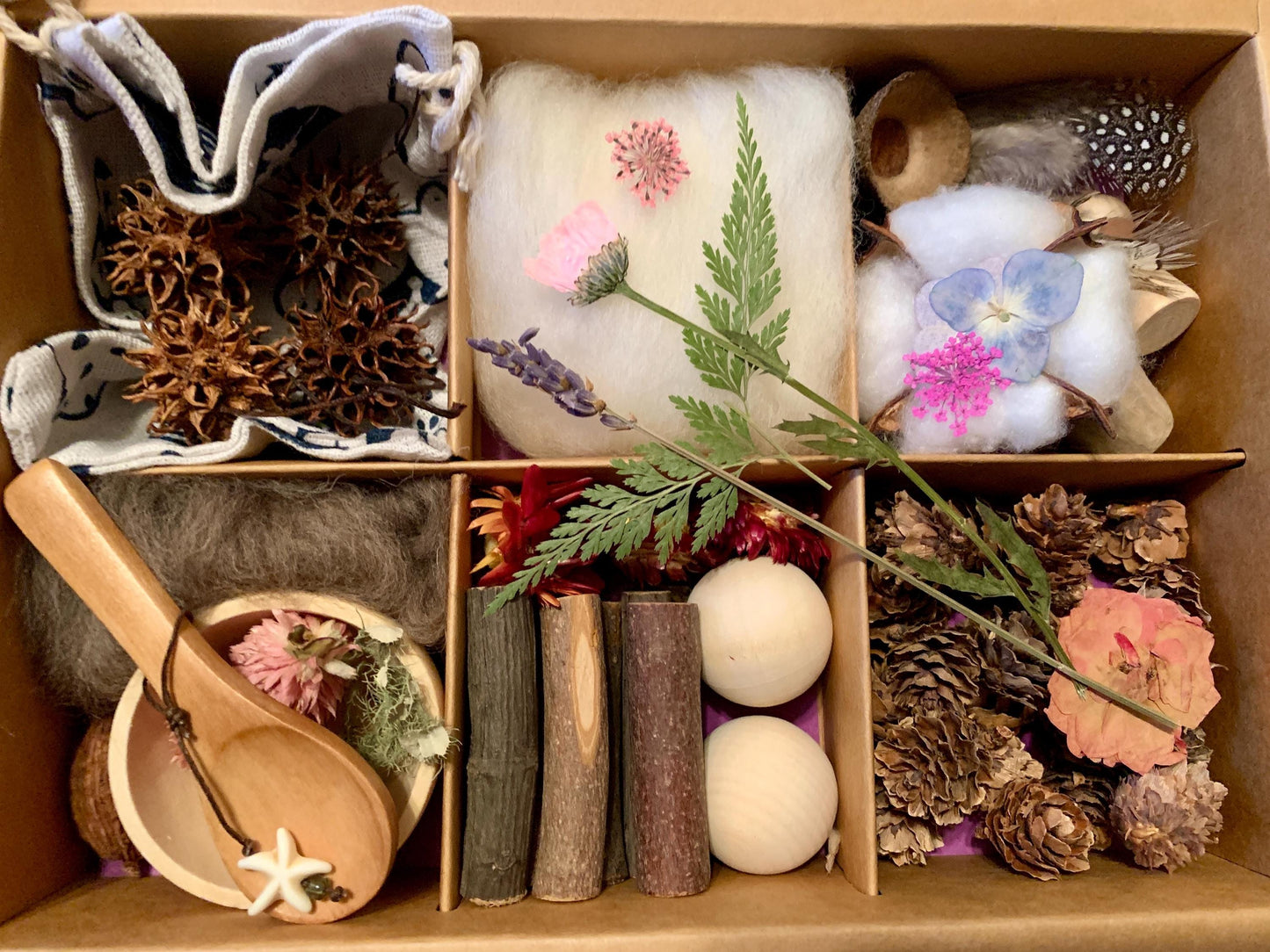 Kids Nature Sensory Crafting Boxes Montessori Waldorf Forest School Creative Play and Math