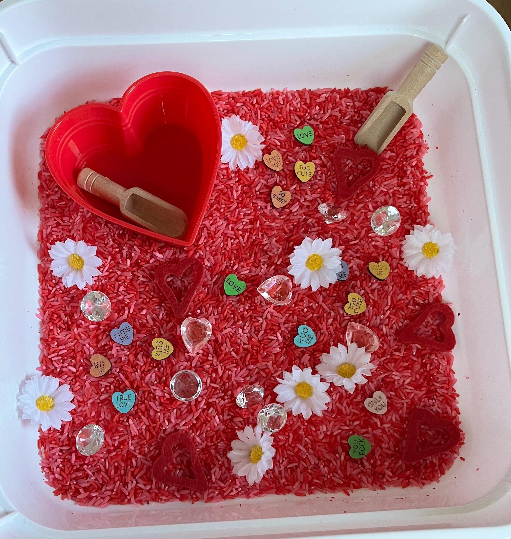 Valentine's Day Sensory Bin: Counting Preschool Game with Recipe Cards