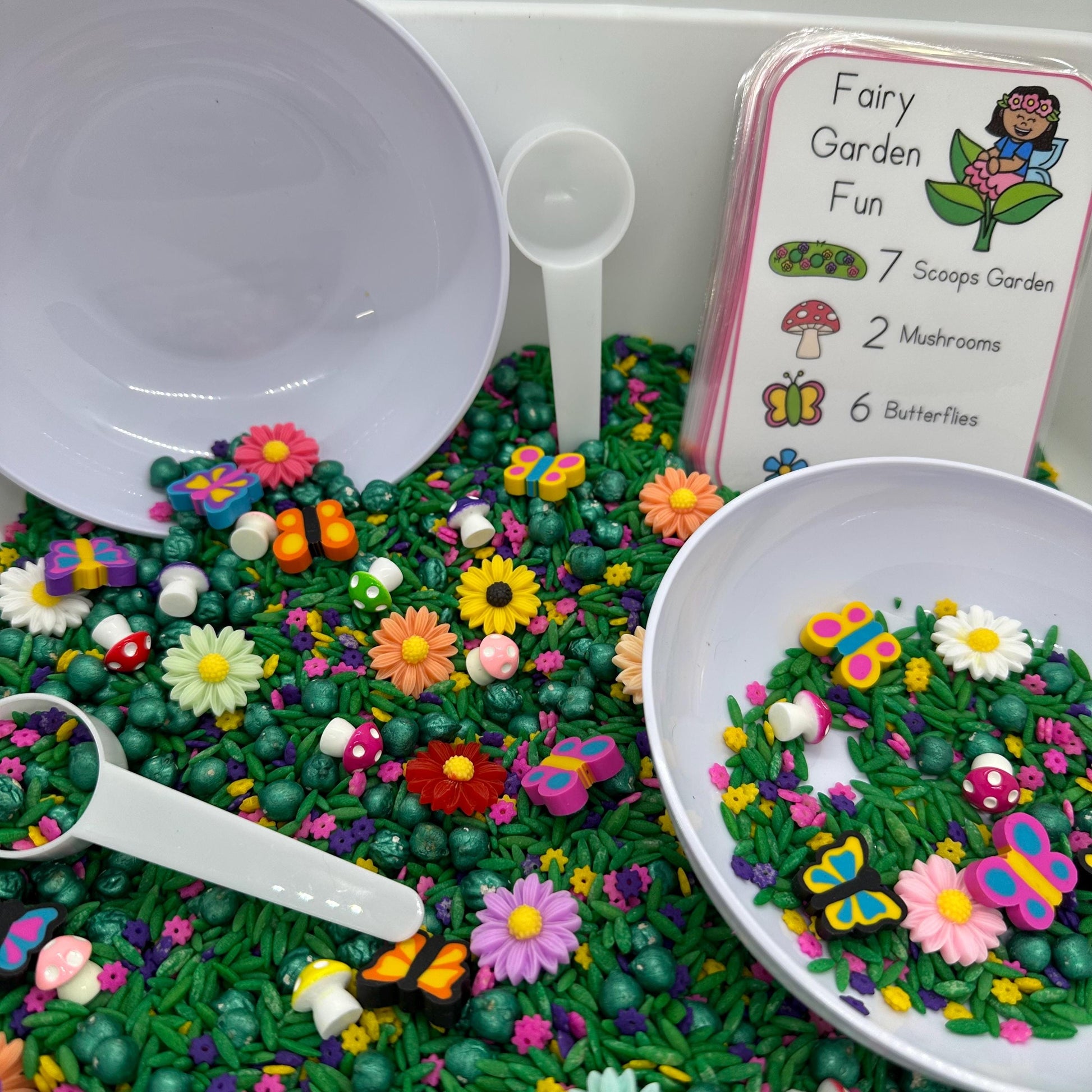 Fairy Garden Sensory Bin  | Sensory Bin | Preschool Spring Game | Homeschool Learning | Counting Preschool Games