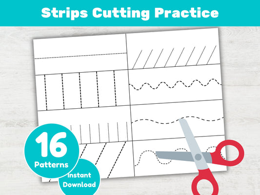 Preschool Cutting Scissor Skills Practice for Kids, cutting strips, fine motor practice, montessori, homeschool, practice, first busy binder