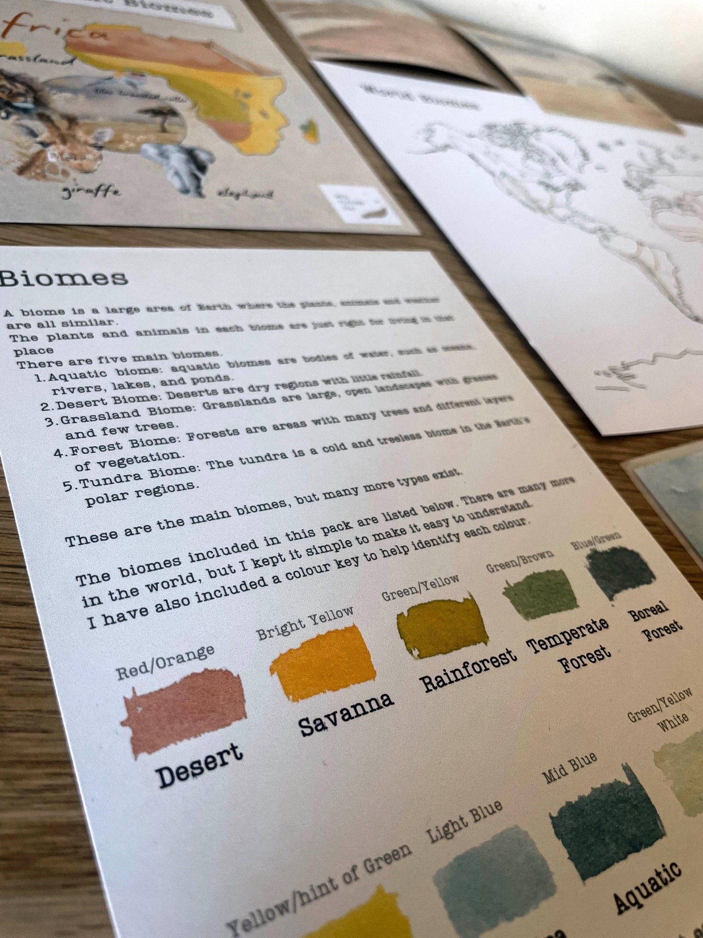 DIGITAL Continent biomes maps, homeschool, waldorf, montessori