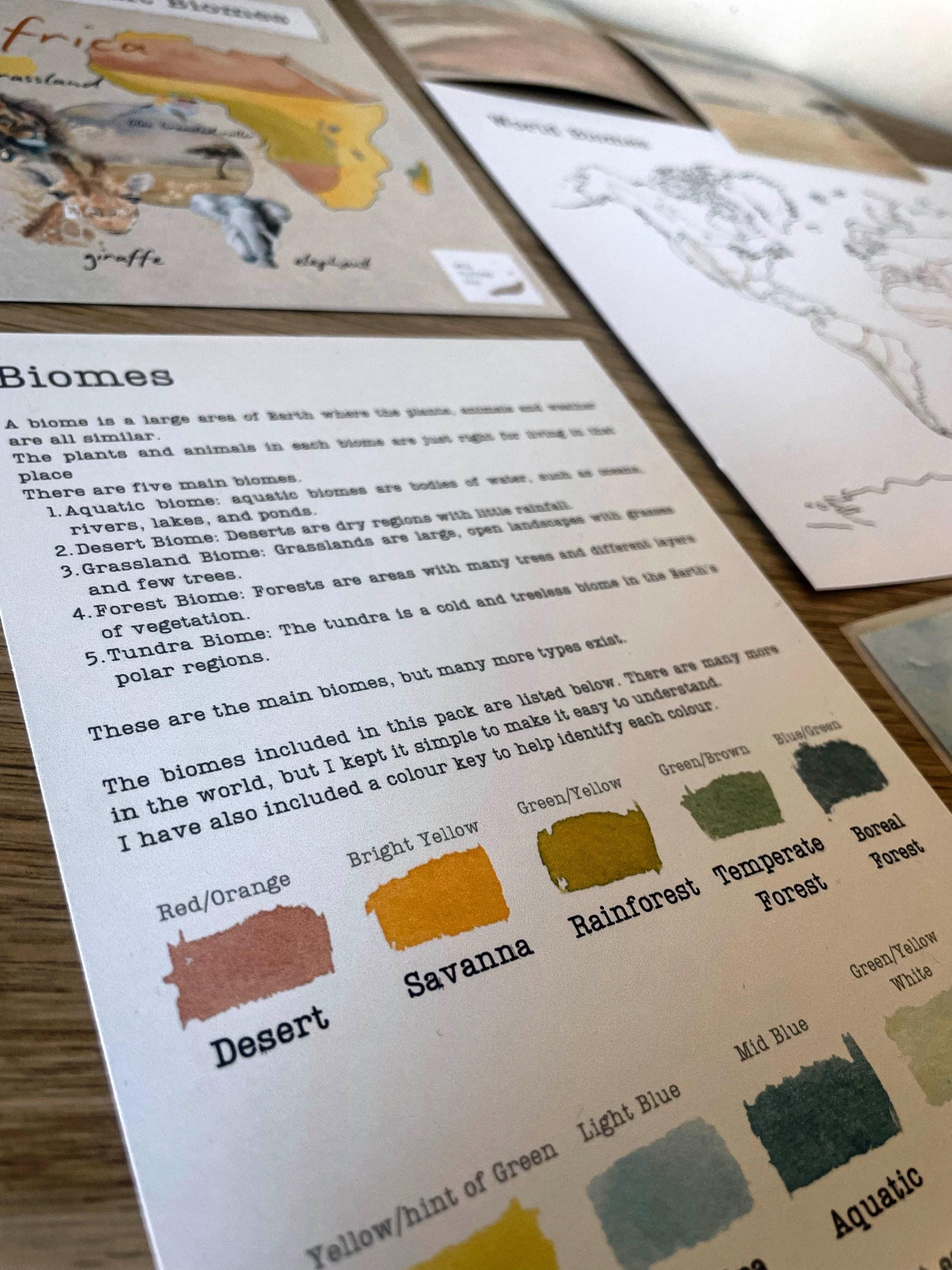 DIGITAL Continent biomes maps, homeschool, waldorf, montessori