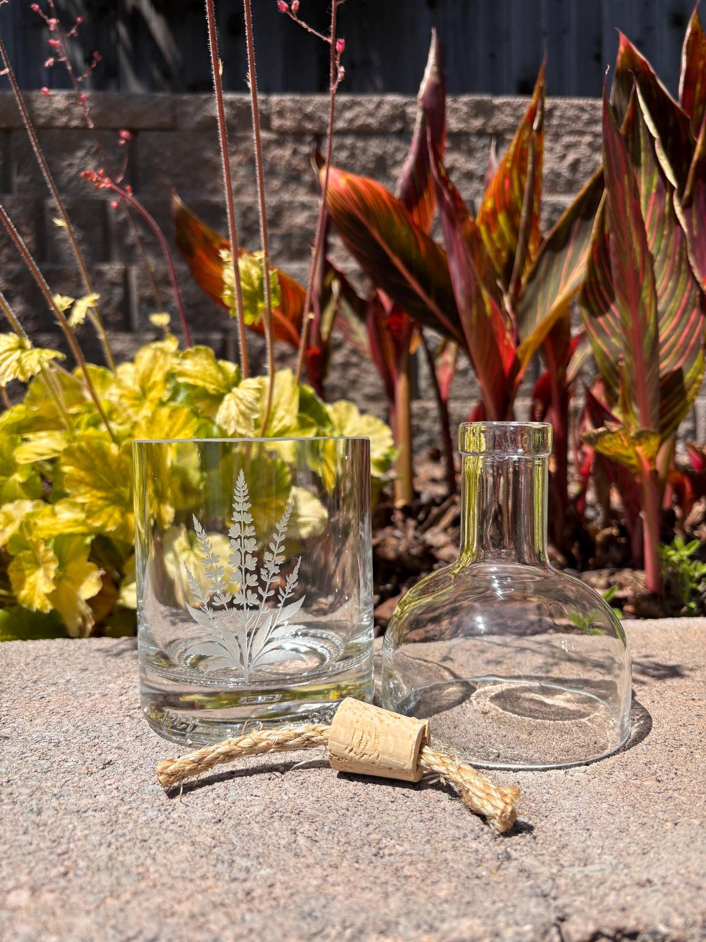 Etched African Violet Clear Vodka Bottle Hydro Planter (1) One - (Self Watering) Eco Friendly, Grow Indoors, Eco Planter, DIY Planter Kit