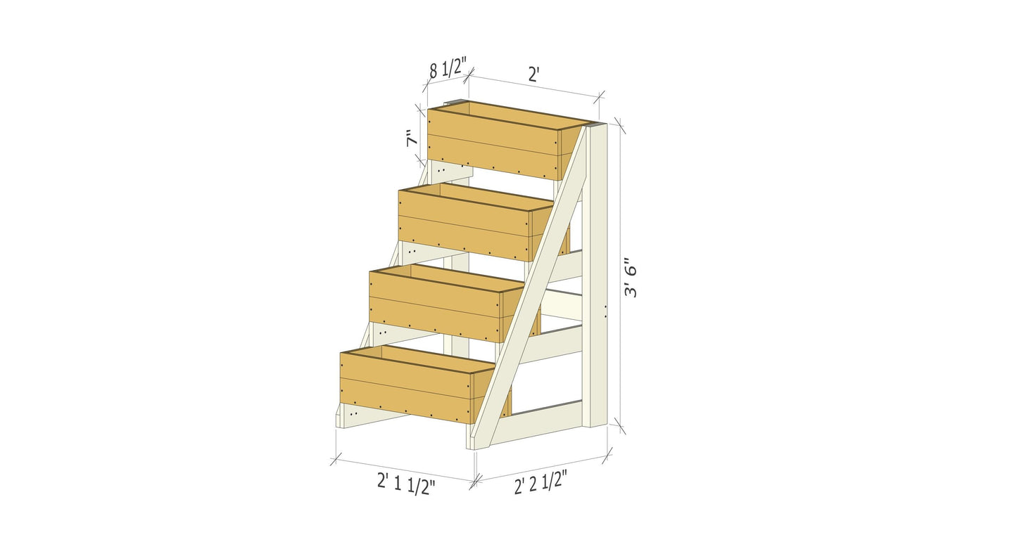 DIY 4-Tier Garden Planter Box Plans: Vertical Raised Bed (PDF)