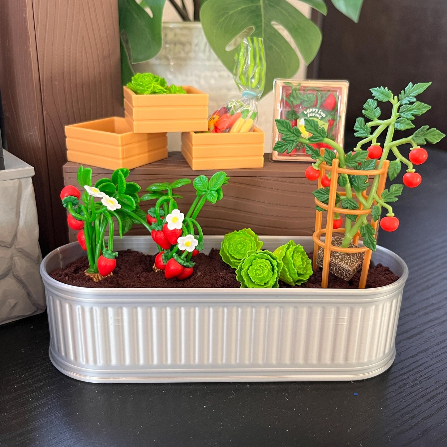 Miniature Raised Garden Bed – Reversible 3D Printed Planter for Dioramas, Displays, and Dollhouse Delights (1:6 Scale)