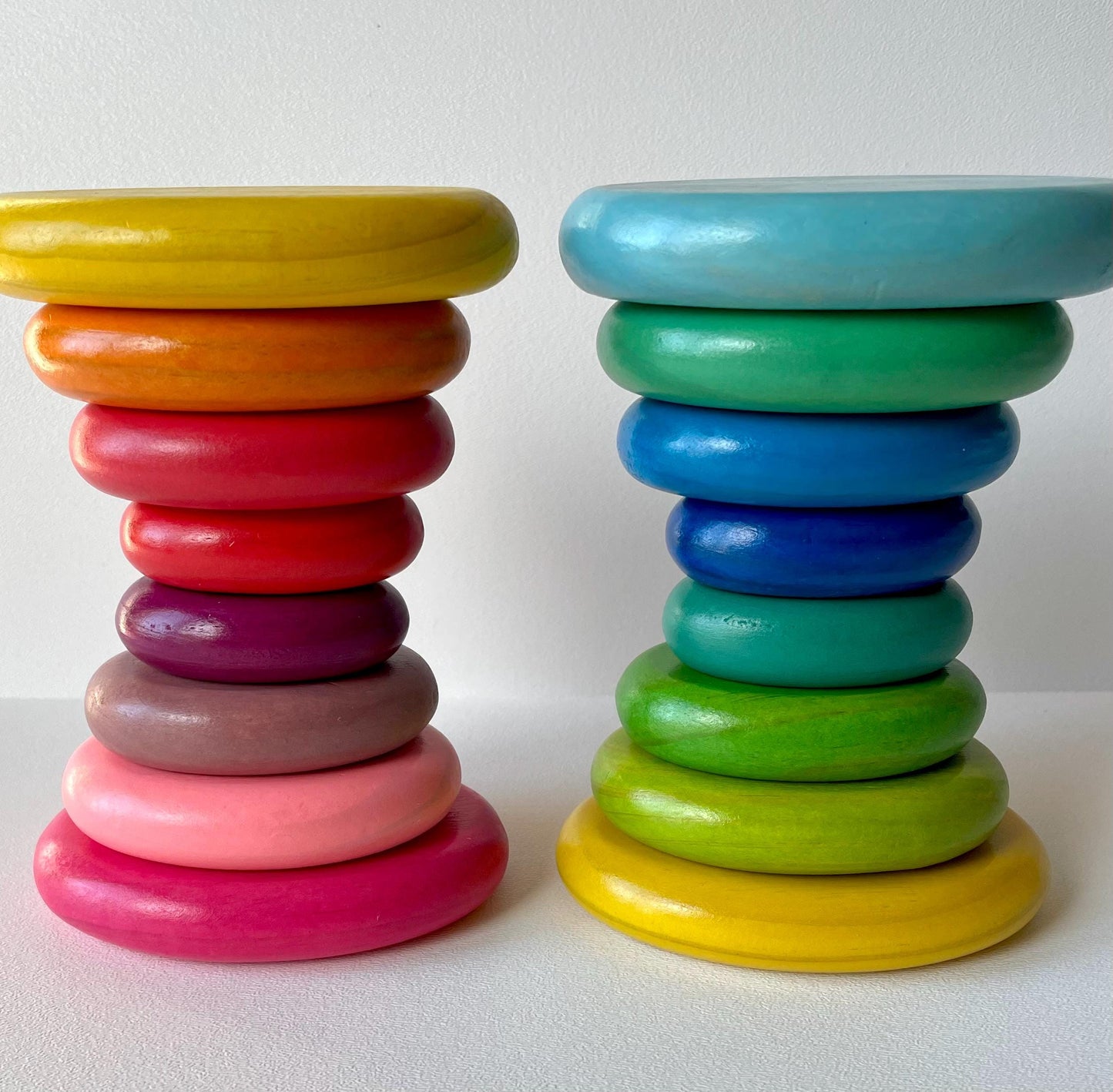 Wooden Stacking Stone Montessori Educational Toy Rainbow Block Balance Game Natural Wood Learning Toy for Kid Toddler Preschool Sensory Gift