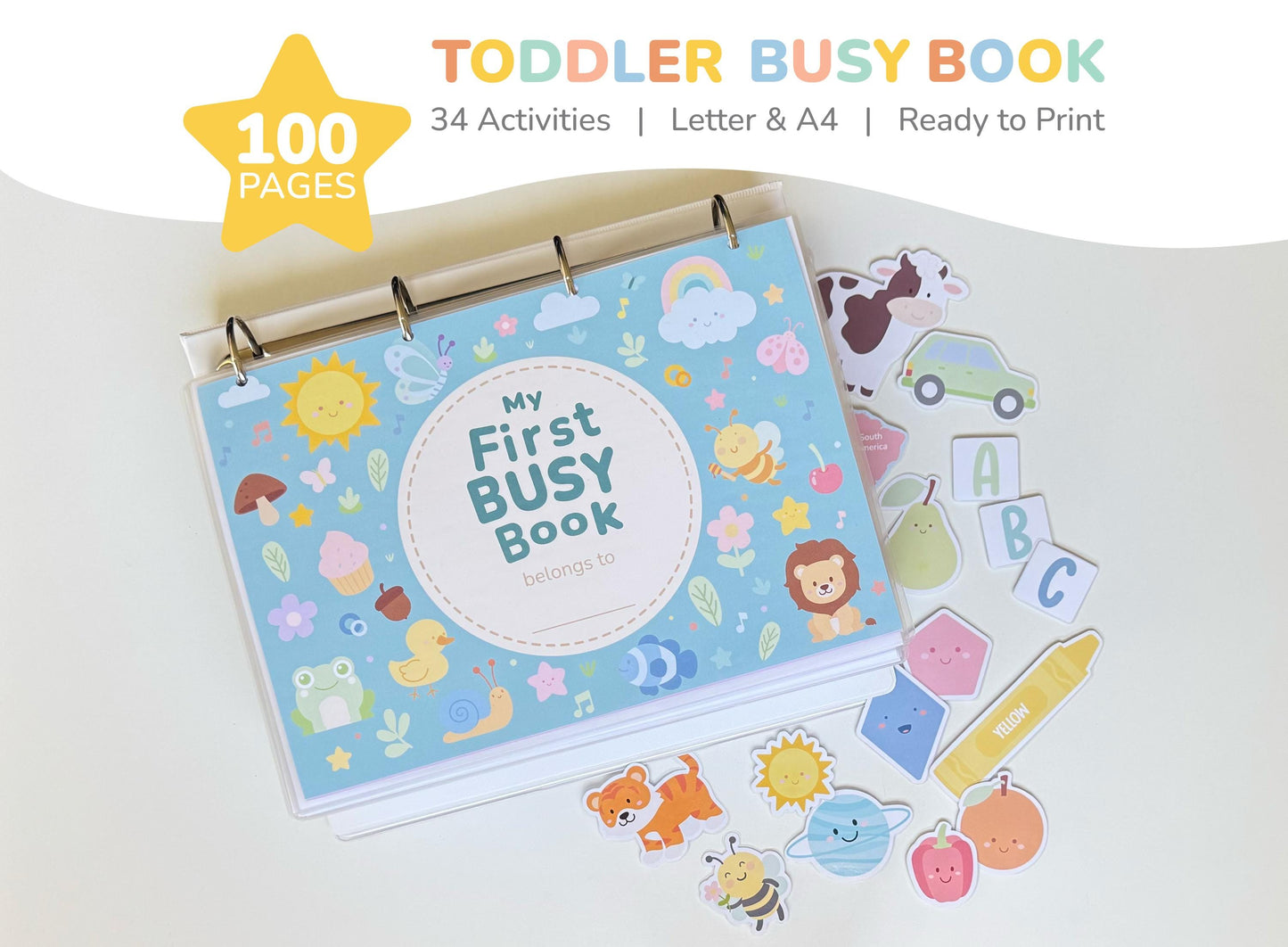 Printable Toddler Busy Book, Quiet Book for Kids, Preschool Learning Binder, Montessori-Inspired Activities, Homeschool Digital Resource