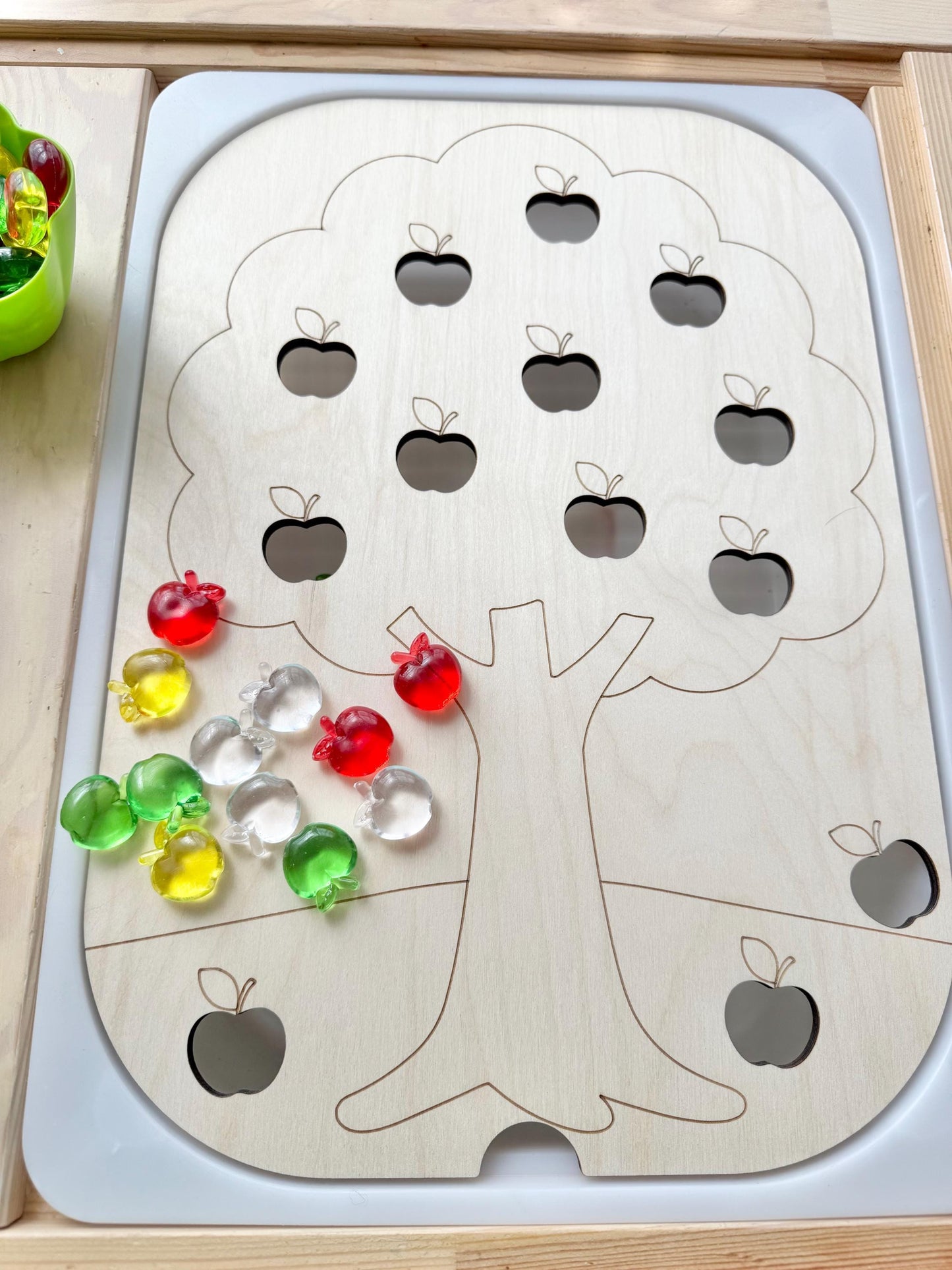 Apple Tree Sensory Bin Insert: Montessori Fine Motor Toy, Flisat Insert, Sensory Table Insert