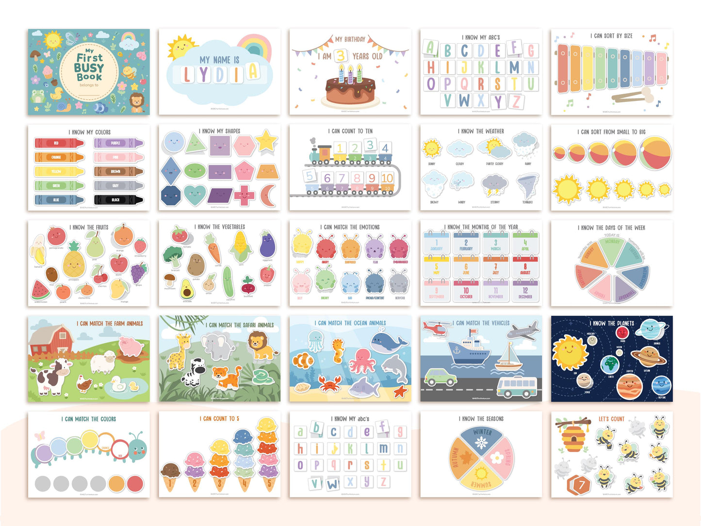 Printable Toddler Busy Book, Quiet Book for Kids, Preschool Learning Binder, Montessori-Inspired Activities, Homeschool Digital Resource