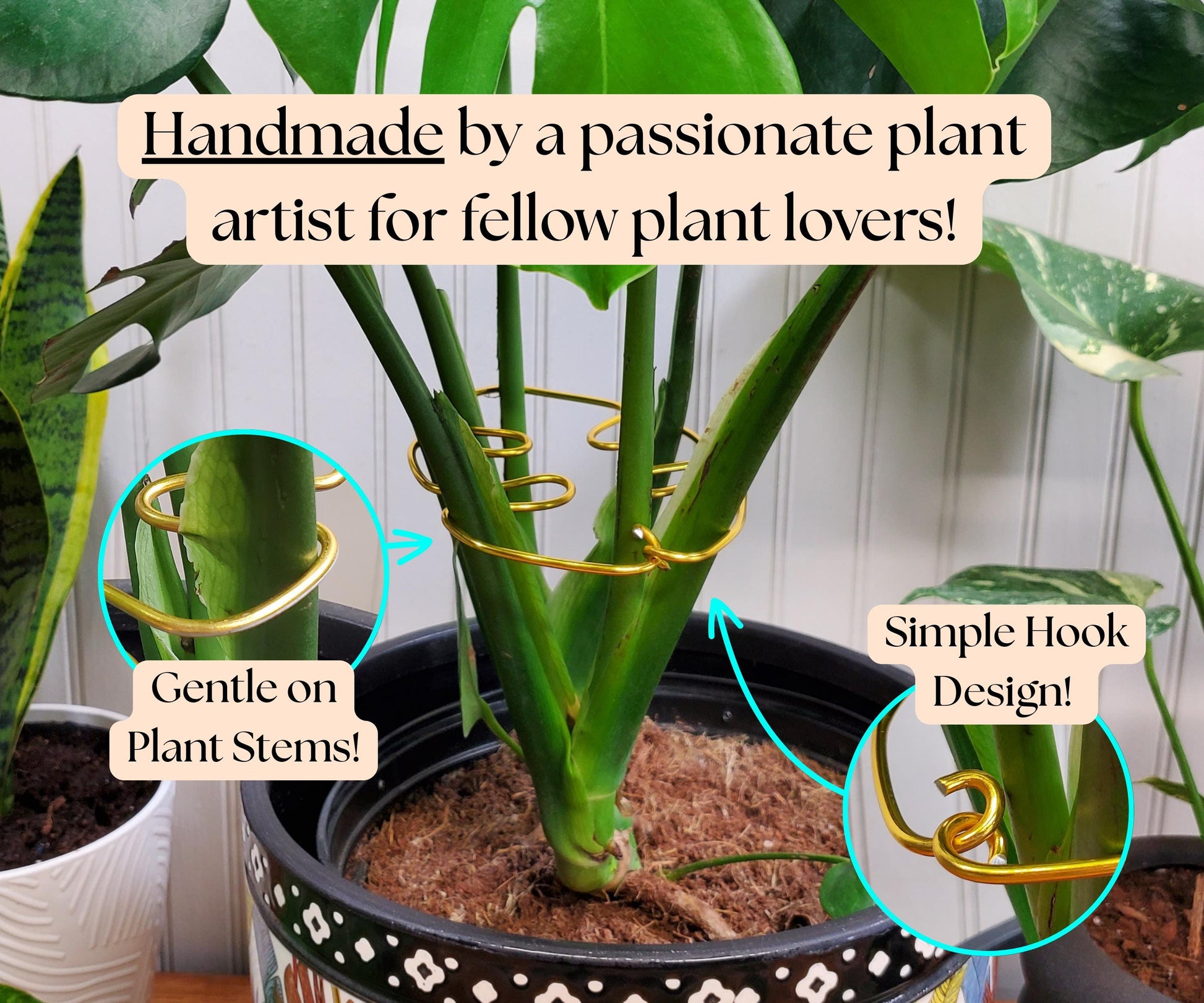 Monstera Leaf Shaped Plant Support, Decorative Home Decor Plant Supports, Cute Indoor Potted Plant Art, Artisan Bohemian Style Plant Trellis
