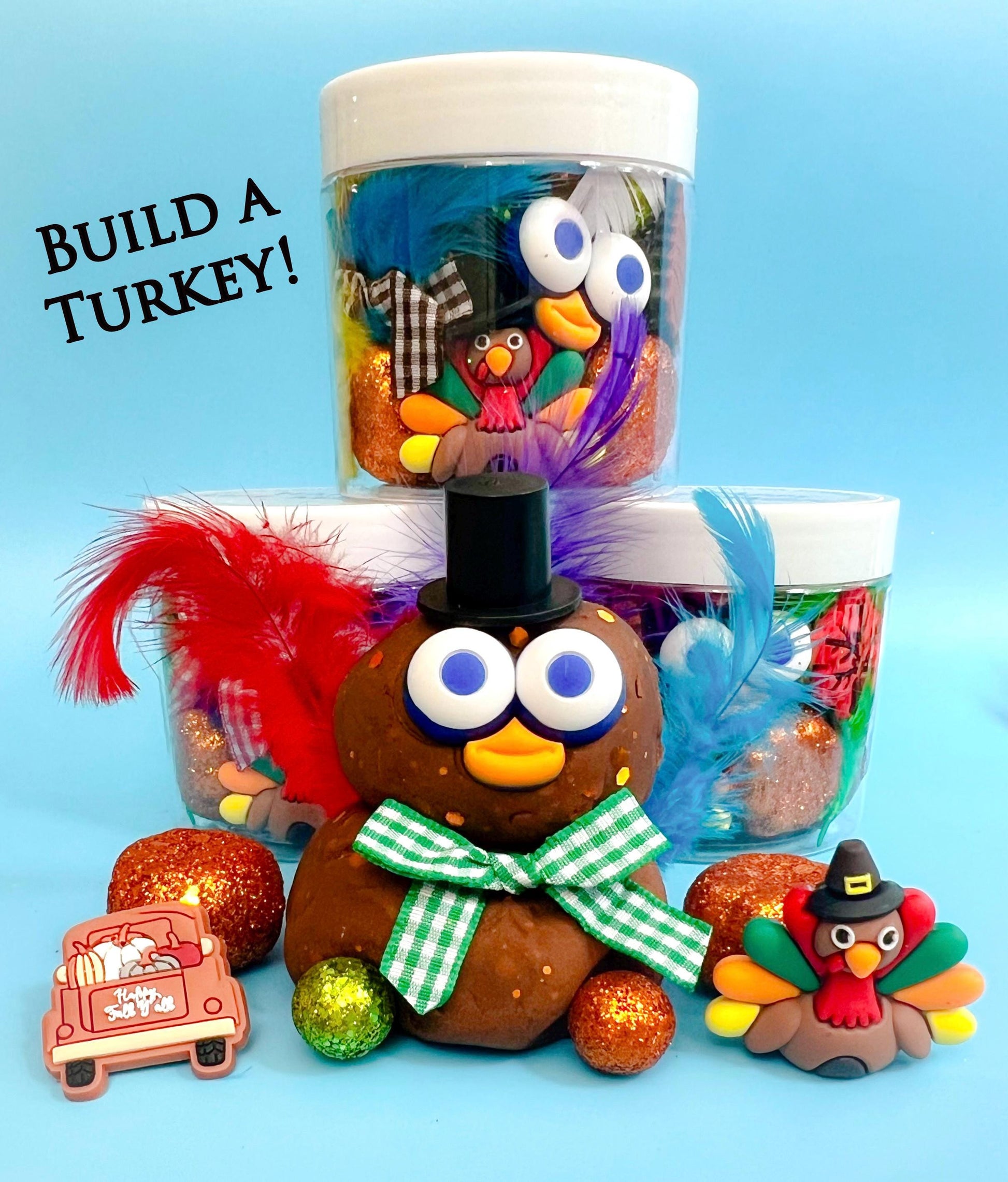 Fall Play Dough Sensory Jars, Autumn Play Dough Set, fall gift for kids, thanksgiving craft activity, party favors for kids, pumpkin patch
