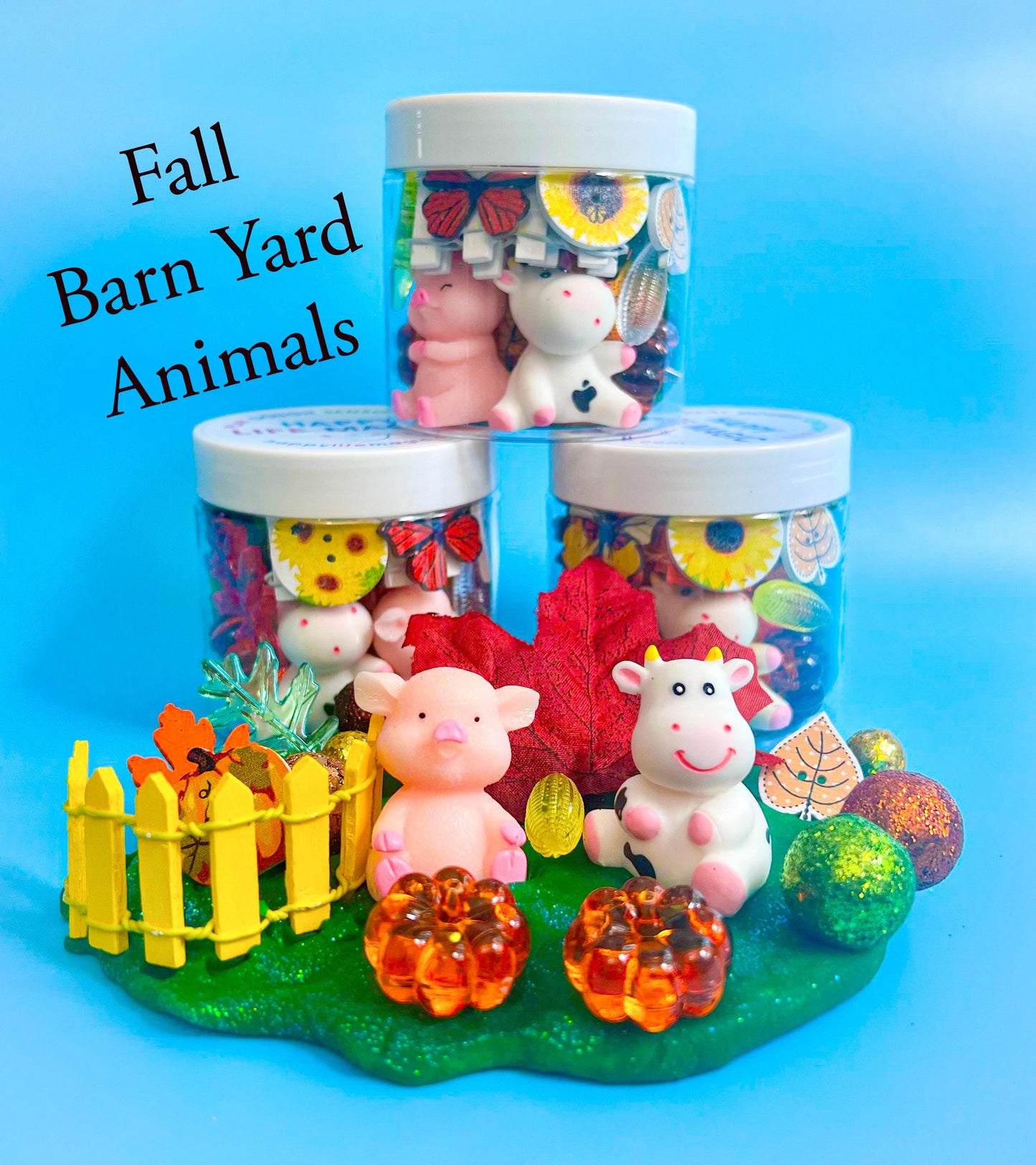 Fall Play Dough Sensory Jars, Autumn Play Dough Set, fall gift for kids, thanksgiving craft activity, party favors for kids, pumpkin patch