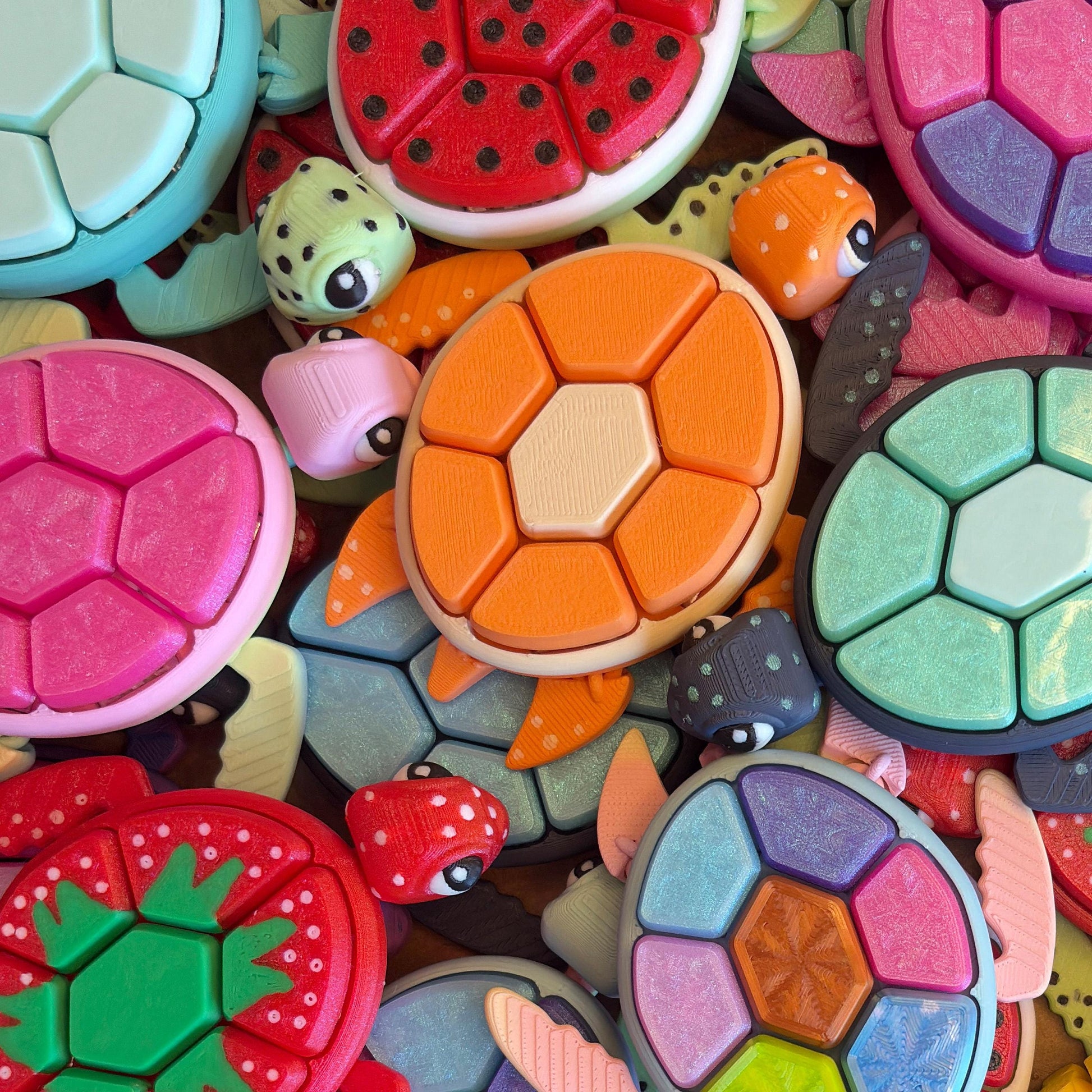 3D Printed Fruit Turtle Multi-Key Sensory Clicker Fidget Toy - Satisfying Tactile Fun!